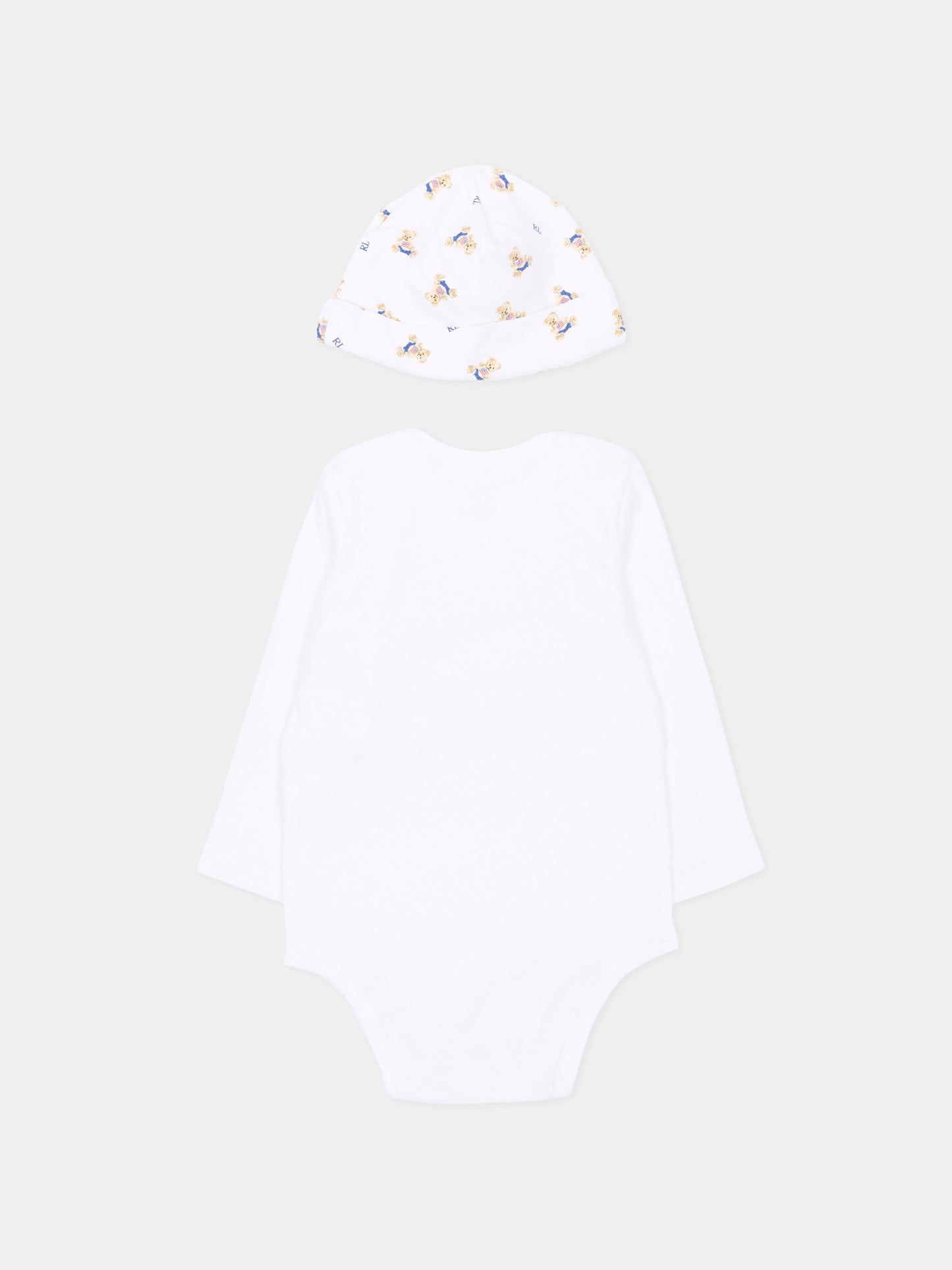 Set body bianco per neonato con Polo Bear,Ralph Lauren Kids,P00760001