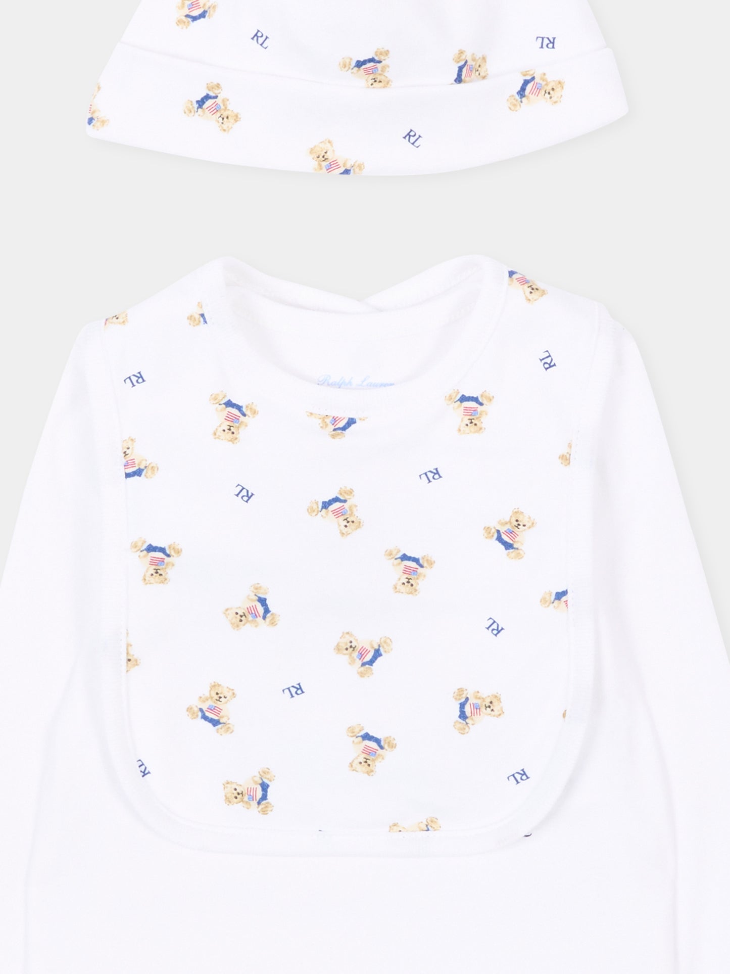 Set body bianco per neonato con Polo Bear,Ralph Lauren Kids,P00760001