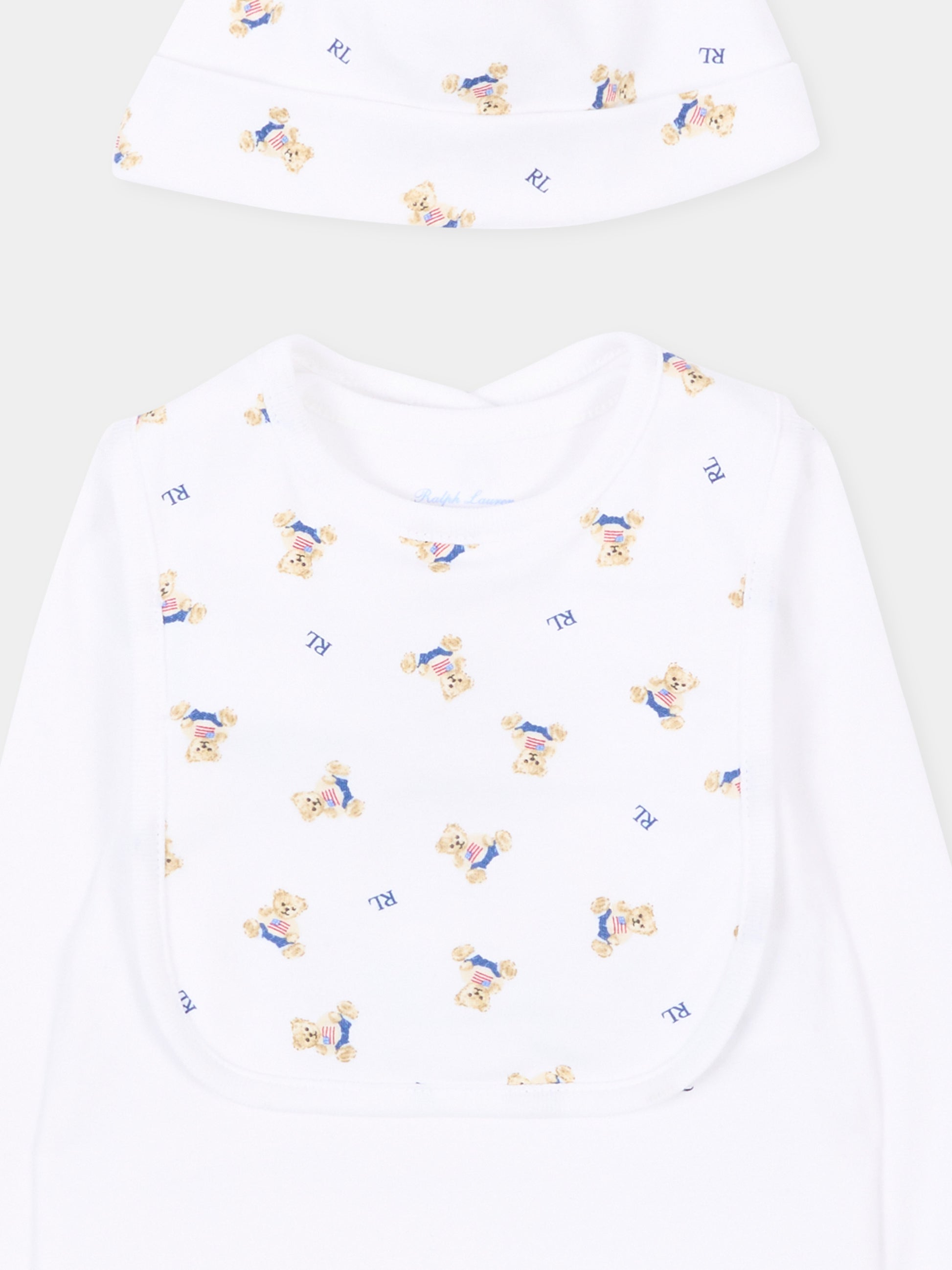 Set body bianco per neonato con Polo Bear,Ralph Lauren Kids,P00760001