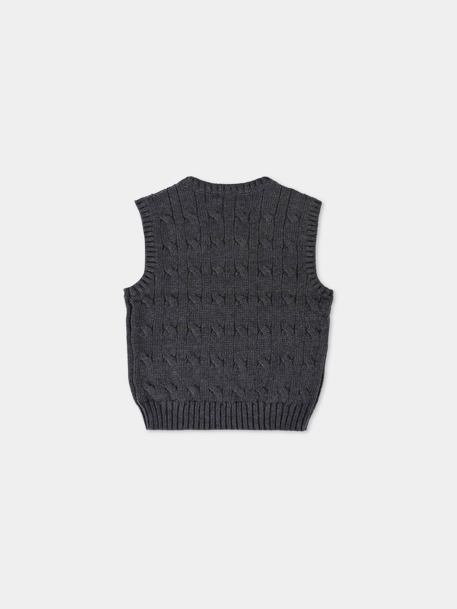 Maglia gilet grigia per neonato con cavallino,Ralph Lauren Kids,702300031