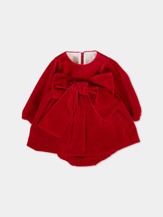 Vestito rosso per neonata con fiocchi,La Stupenderia,1CBAB06V85