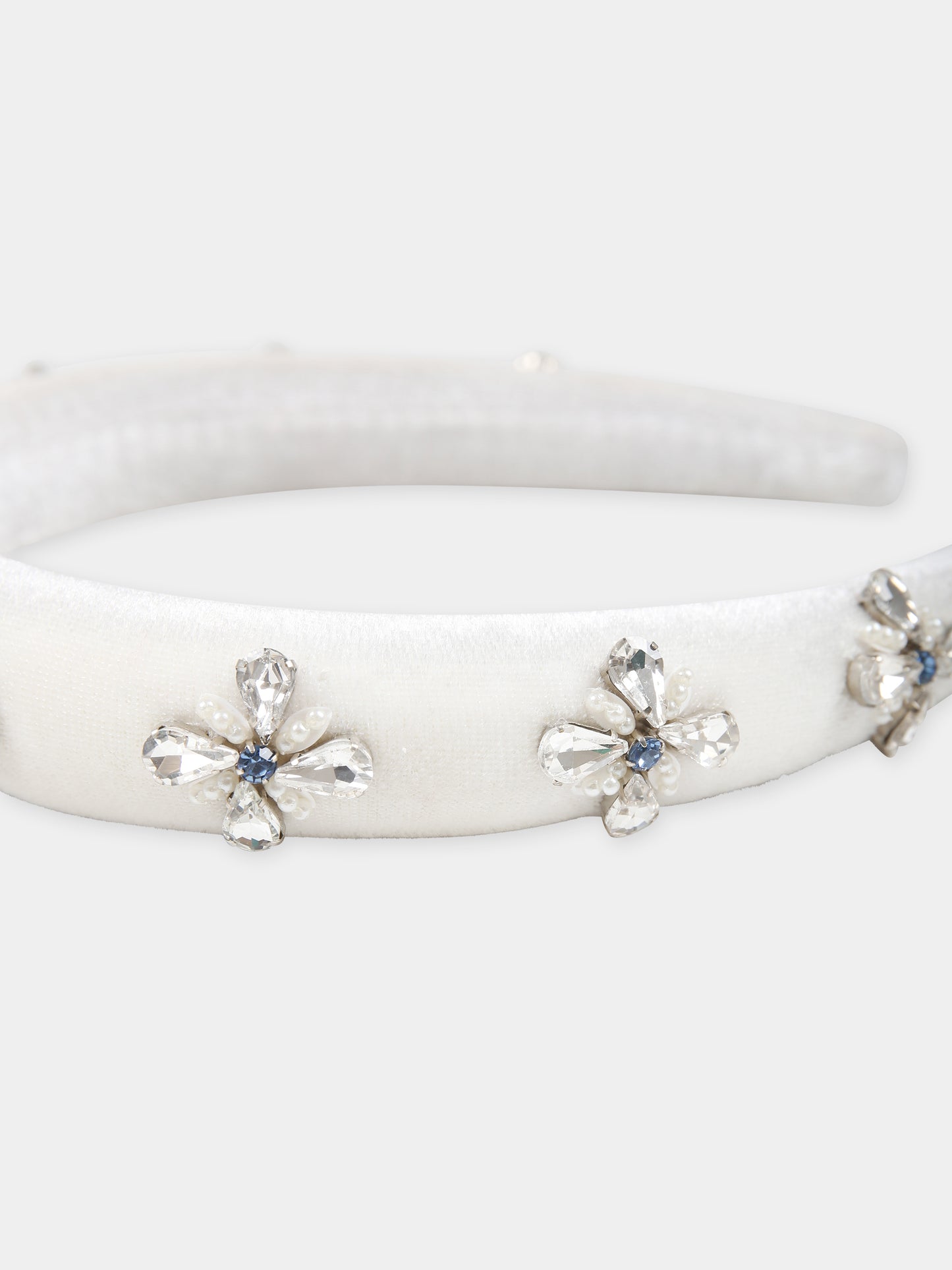 Cerchietto avorio per bambina con fiori e cristalli,Làtara,1625