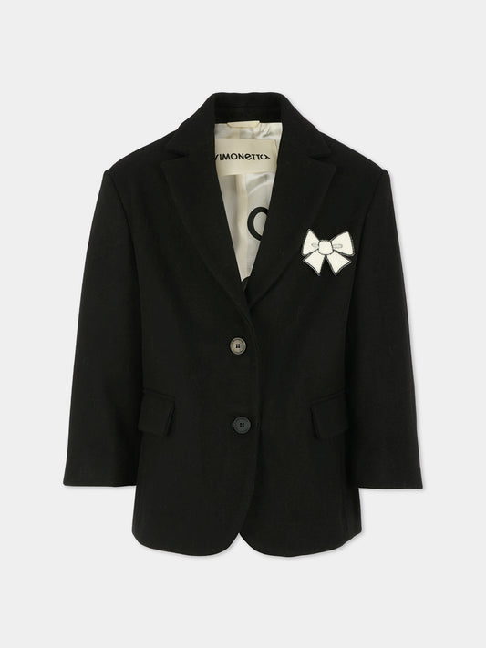 Giacca nera per bambina con fiocchi,Simonetta,SX2A44 E0051 930