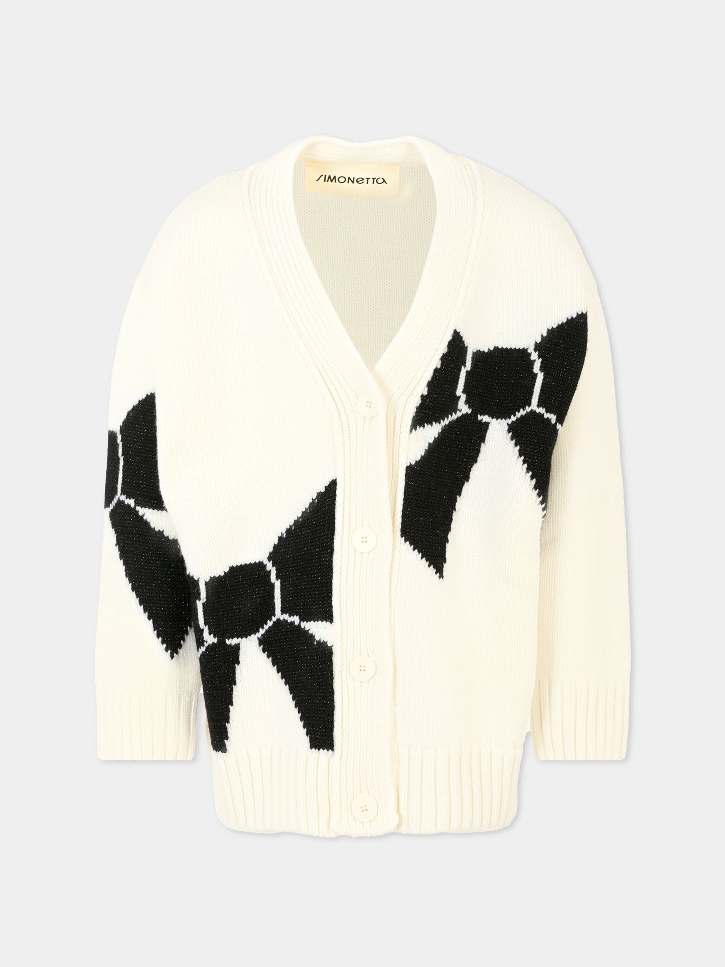 Cardigan bianco per bambina con fiocchi,Simonetta,SX9A10 W0077 100NE
