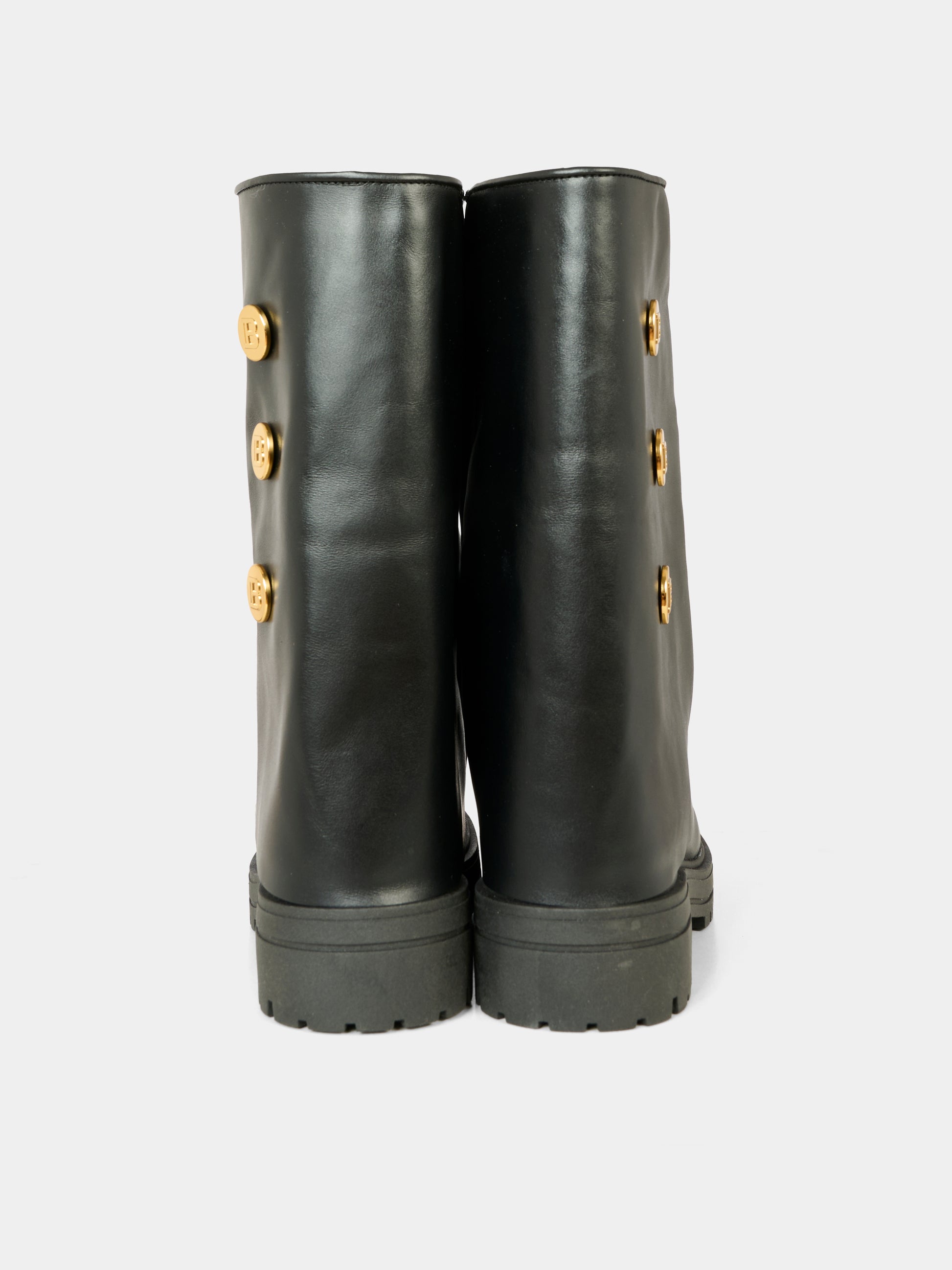 Stivali neri per bambina con bottoni oro,Balmain Kids,BX0B86-Z1574 930OR