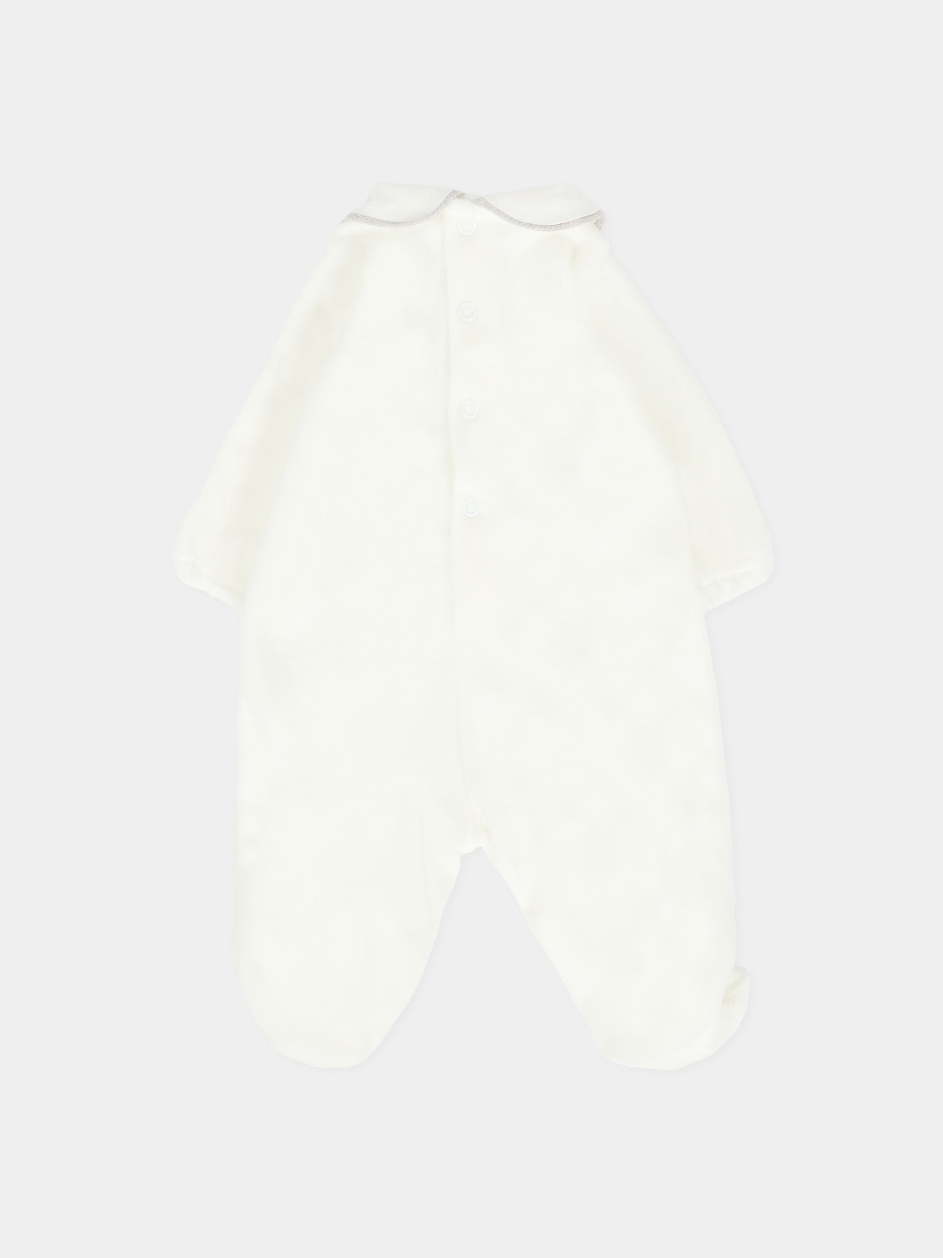 Tutina bianca per neonati con scritta Eccomi,Little Bear,2028 LATTE/GRIGIO