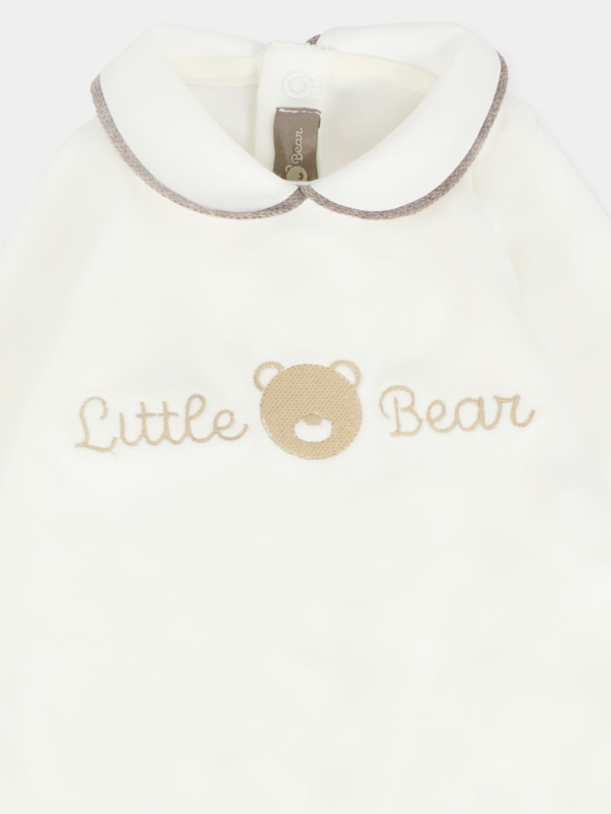 Tutina avorio per neonati con logo e orsetto,Little Bear,2021 LATTE/TORTORA