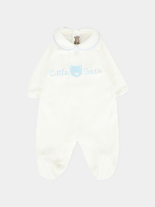 Tutina avorio per neonato con logo e orsetto,Little Bear,2021 LATTE/CIELO