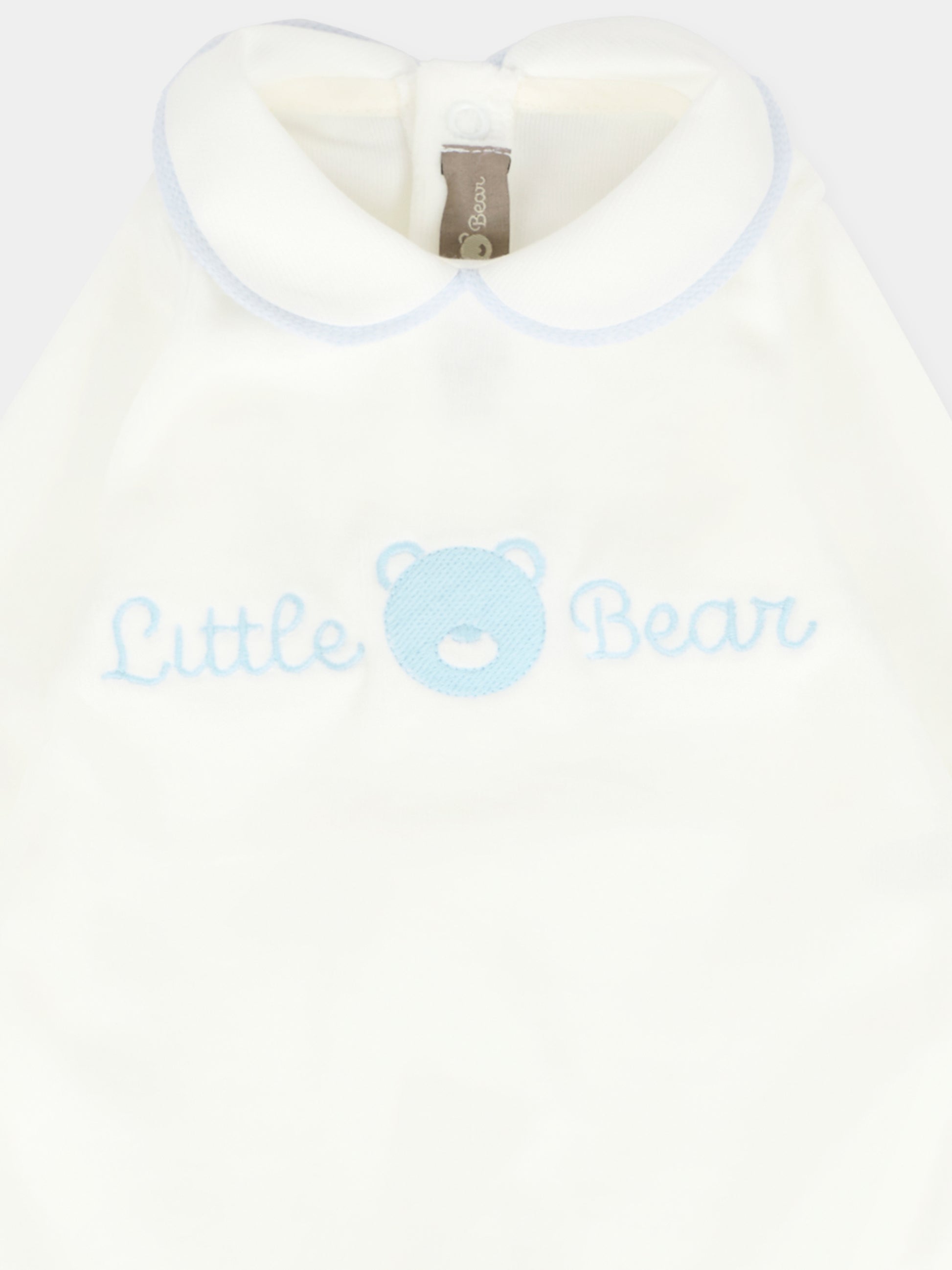 Tutina avorio per neonato con logo e orsetto,Little Bear,2021 LATTE/CIELO