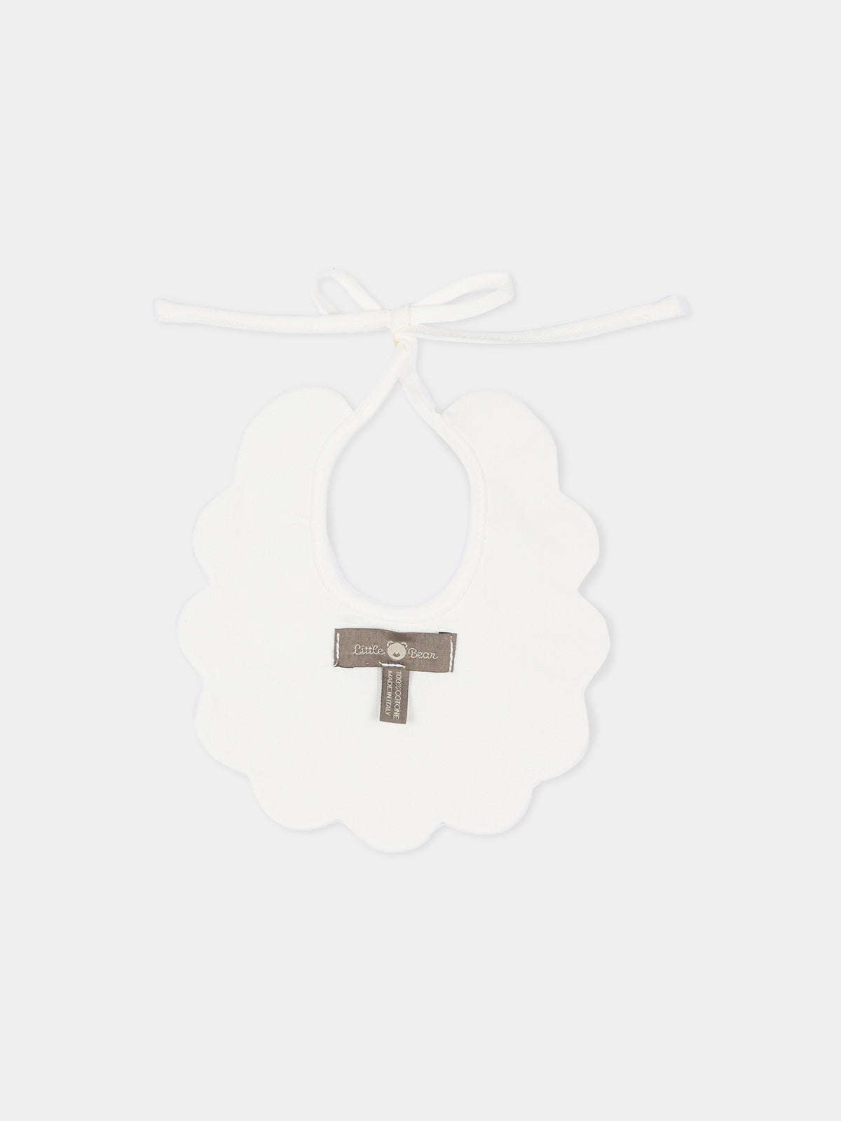 Bavaglino bianco per neonata con pois,Little Bear,2042 LATTE/ROSA
