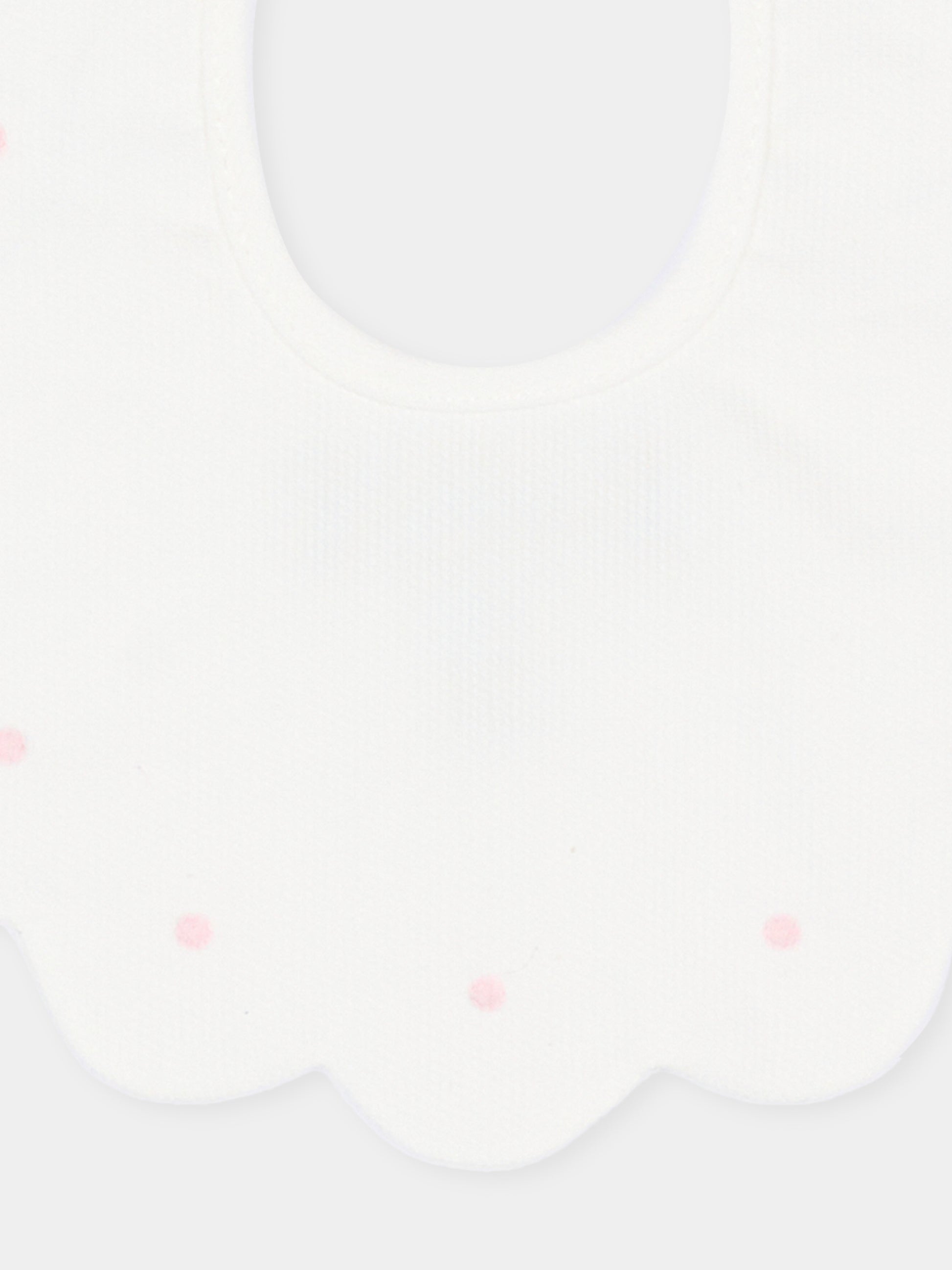Bavaglino bianco per neonata con pois,Little Bear,2042 LATTE/ROSA