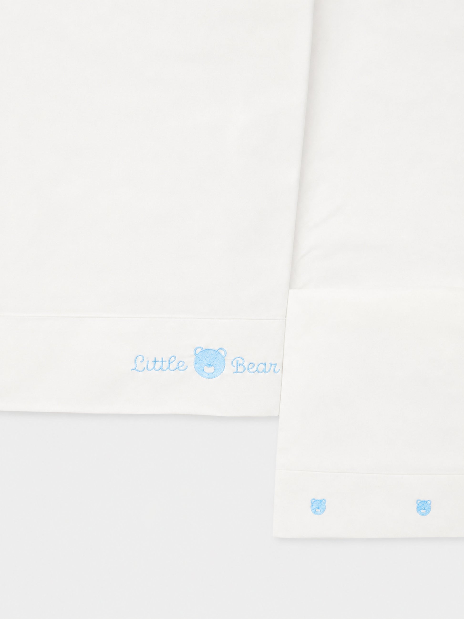 Set lenzuola bianco per neonato con orsetto e logo,Little Bear,2044 LATTE/CIELO