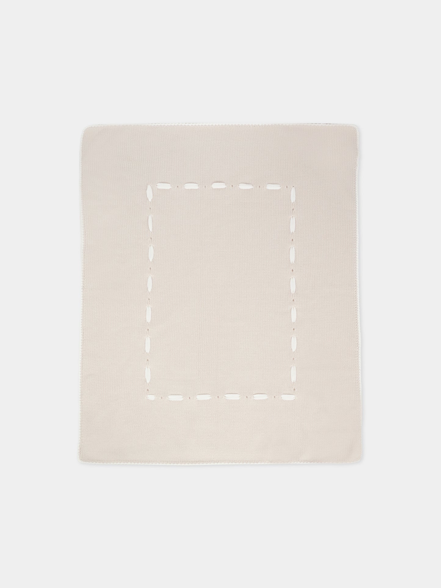 Coperta beige per neonati con nastro avorio,Little Bear,2000 BURRO/LATTE
