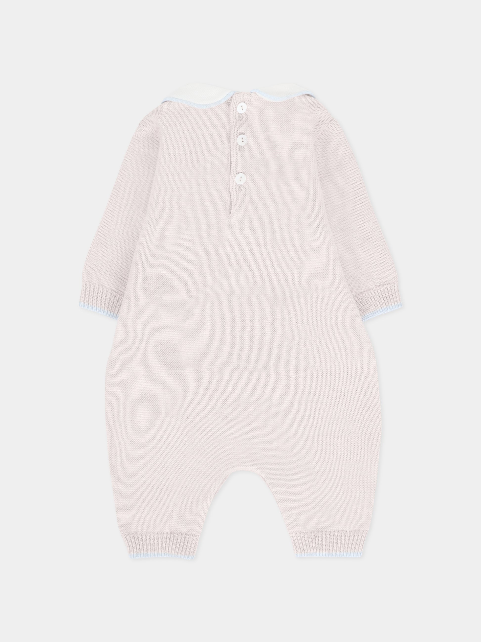 Tutina biege per neonato con nastro celeste,Little Bear,2125 BURRO/CIELO