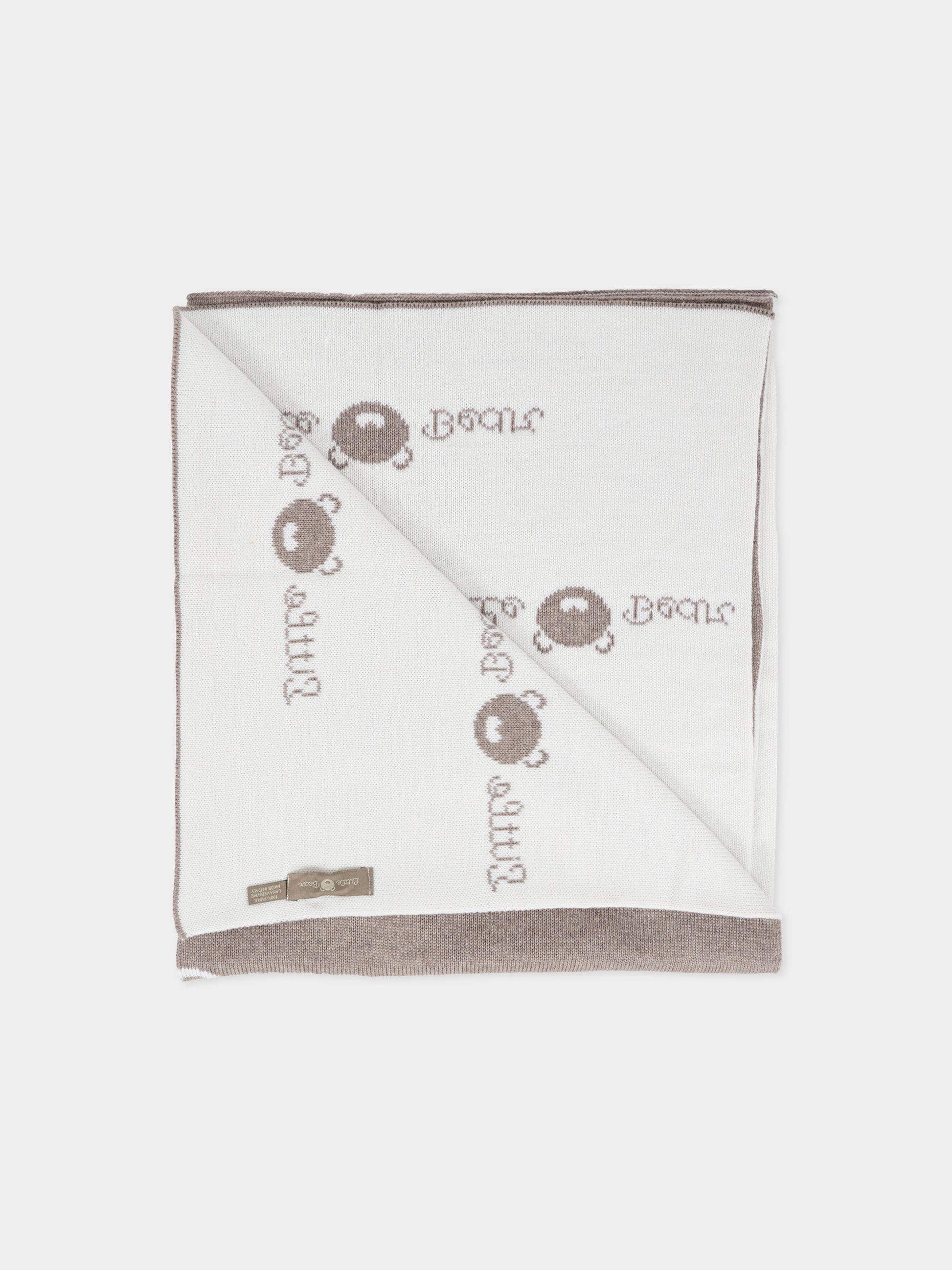 Coperta tortora per neonati con logo,Little Bear,2109 TORTORA/LATTE