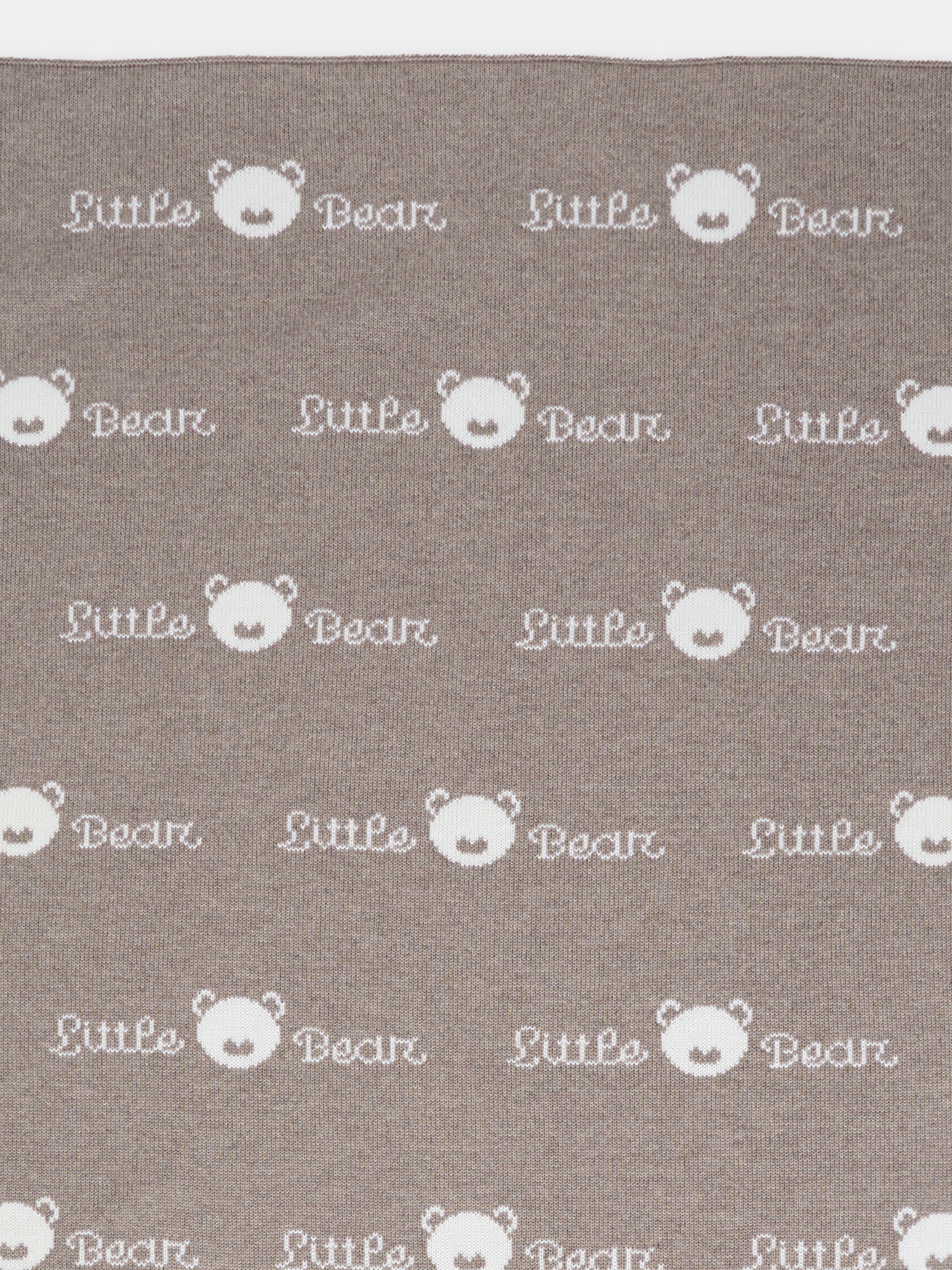 Coperta tortora per neonati con logo,Little Bear,2109 TORTORA/LATTE