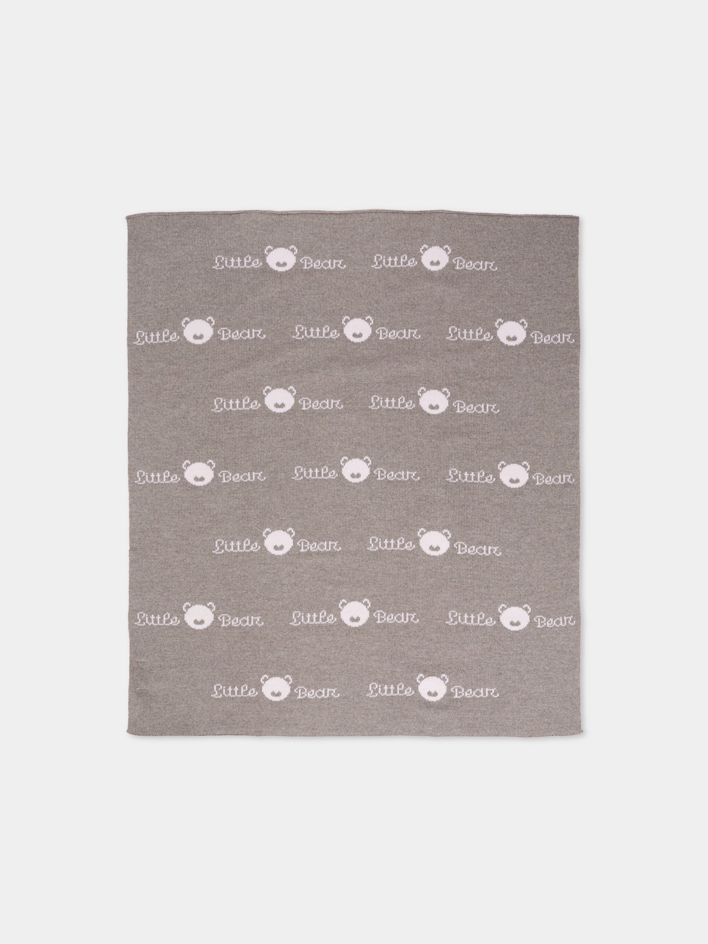 Coperta tortora per neonata con logo,Little Bear,2109 TORTORA/CIPRIA