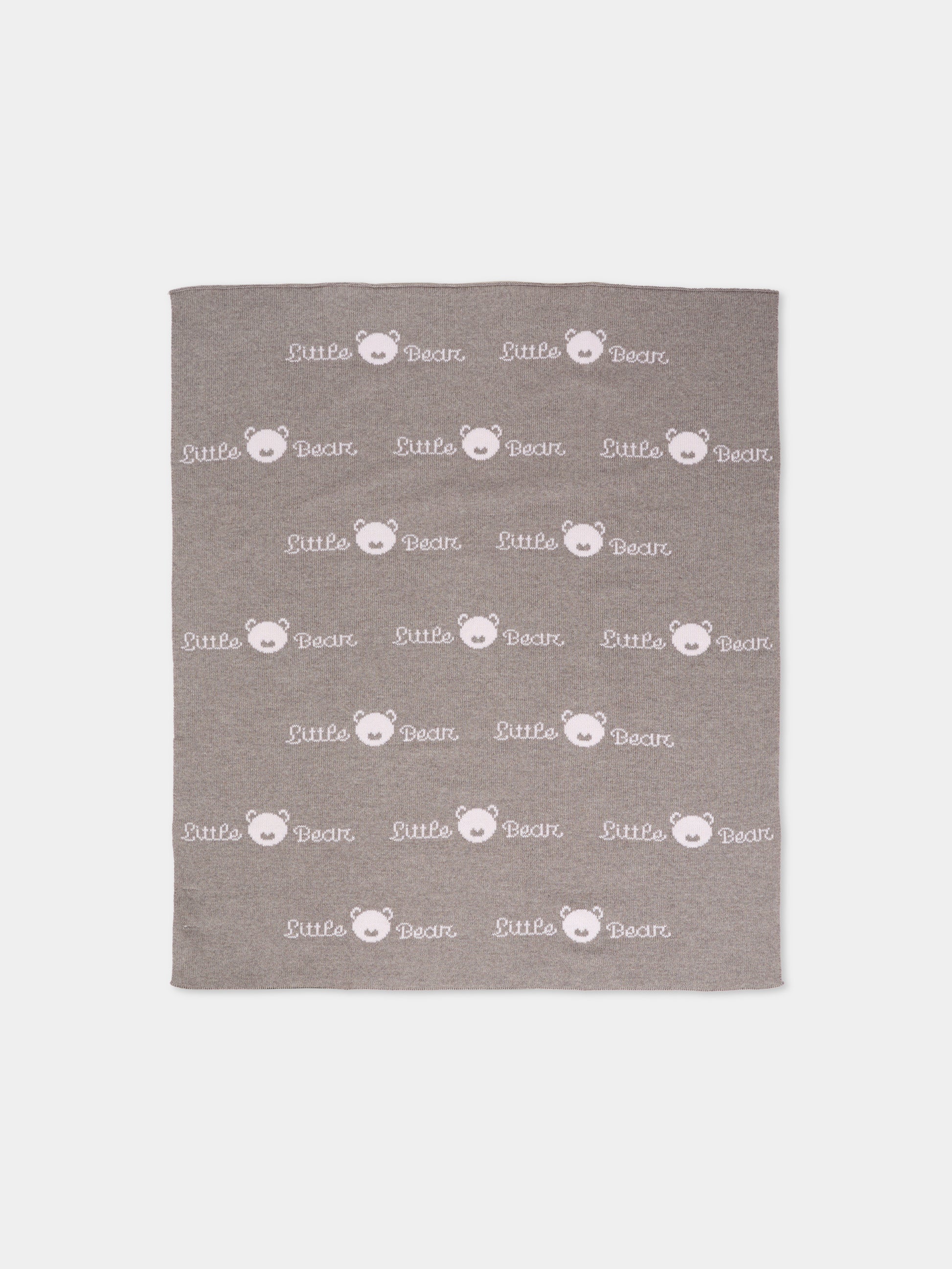 Coperta tortora per neonata con logo,Little Bear,2109 TORTORA/CIPRIA