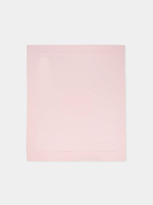 Coperta rosa per neonata con orso e logo,Little Bear,2141 CIPRIA
