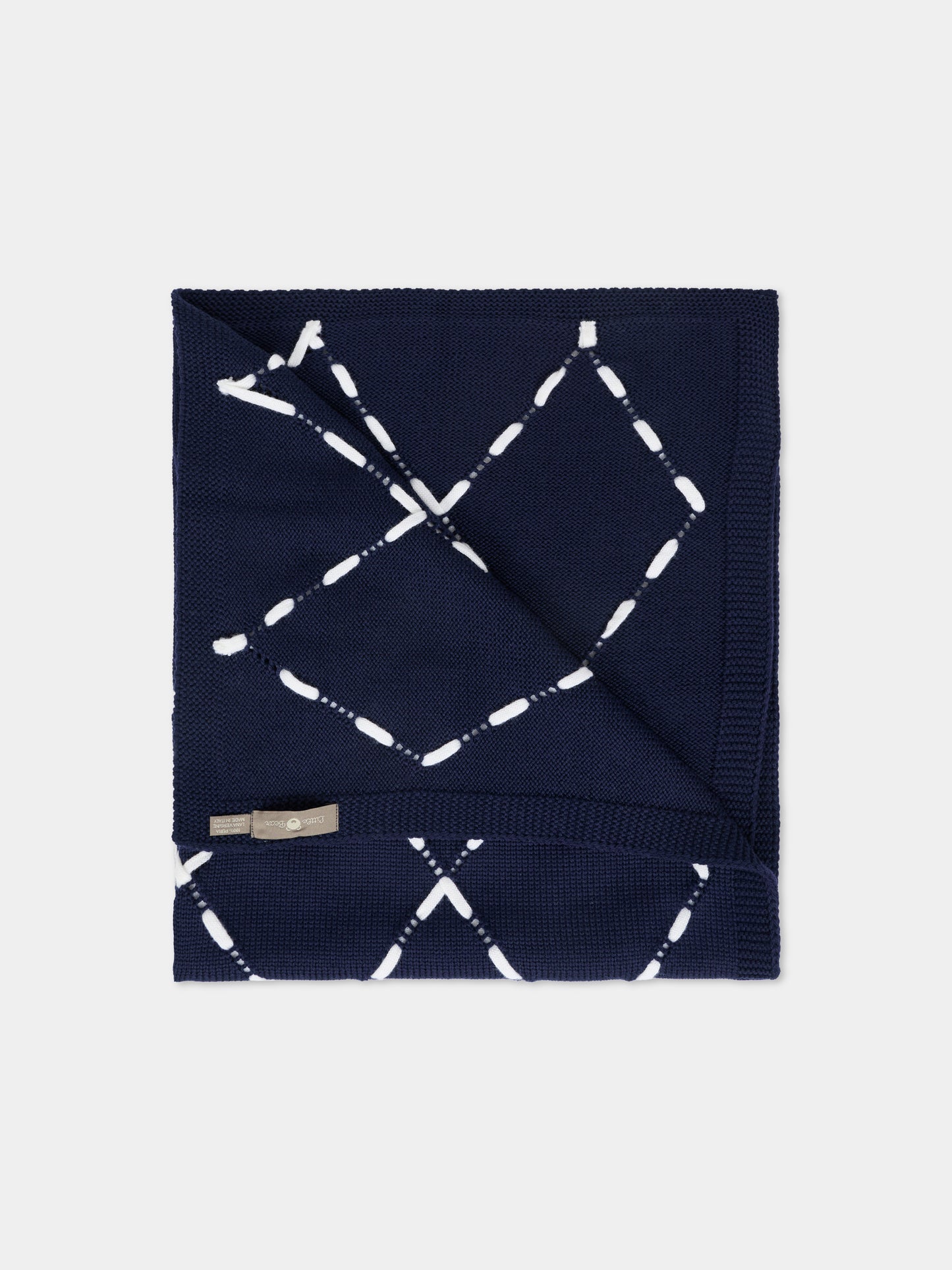 Coperta blu per neonato con rombi,Little Bear,2139 BLU/LATTE