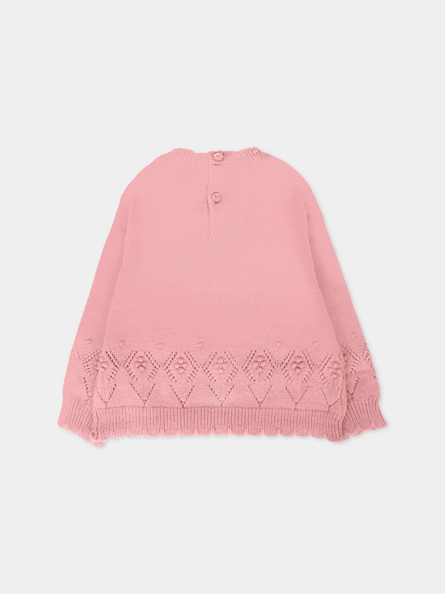Maglione rosa per neonata con fiori ricamati,Mayoral,2353 022