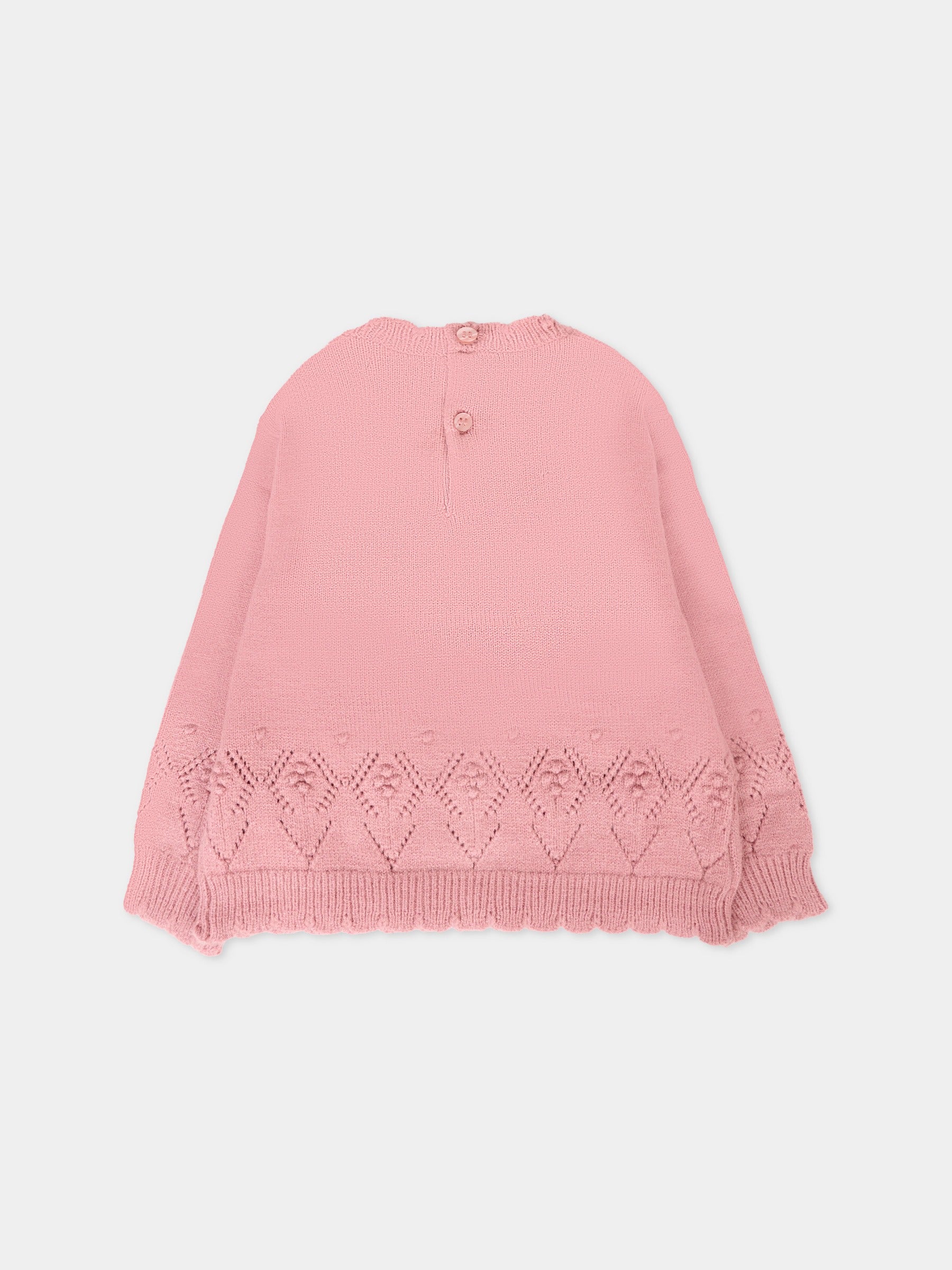 Maglione rosa per neonata con fiori ricamati,Mayoral,2353 022