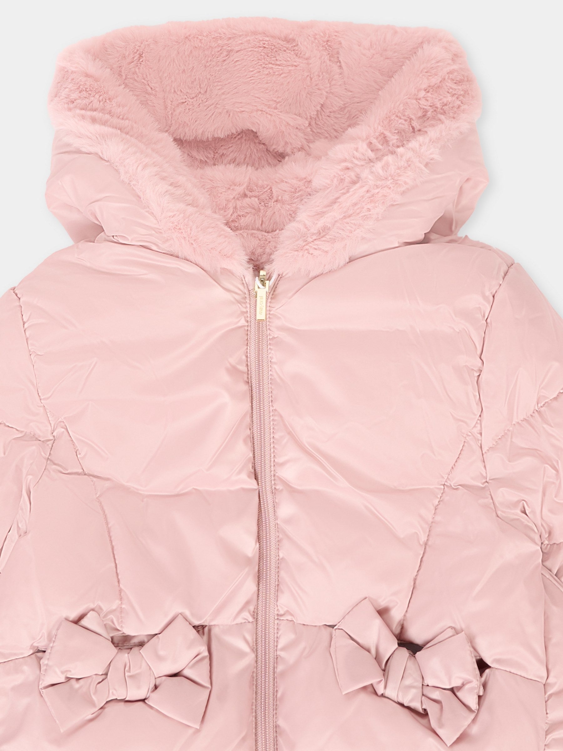 Piumino rosa per neonata con fiocco,Mayoral,2435 081