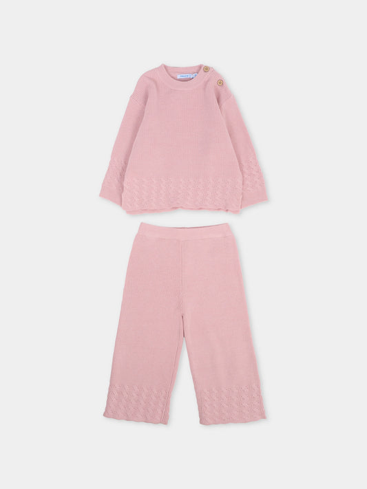 Completo rosa per neonata con lavorazione a treccia,Mayoral,2592 010