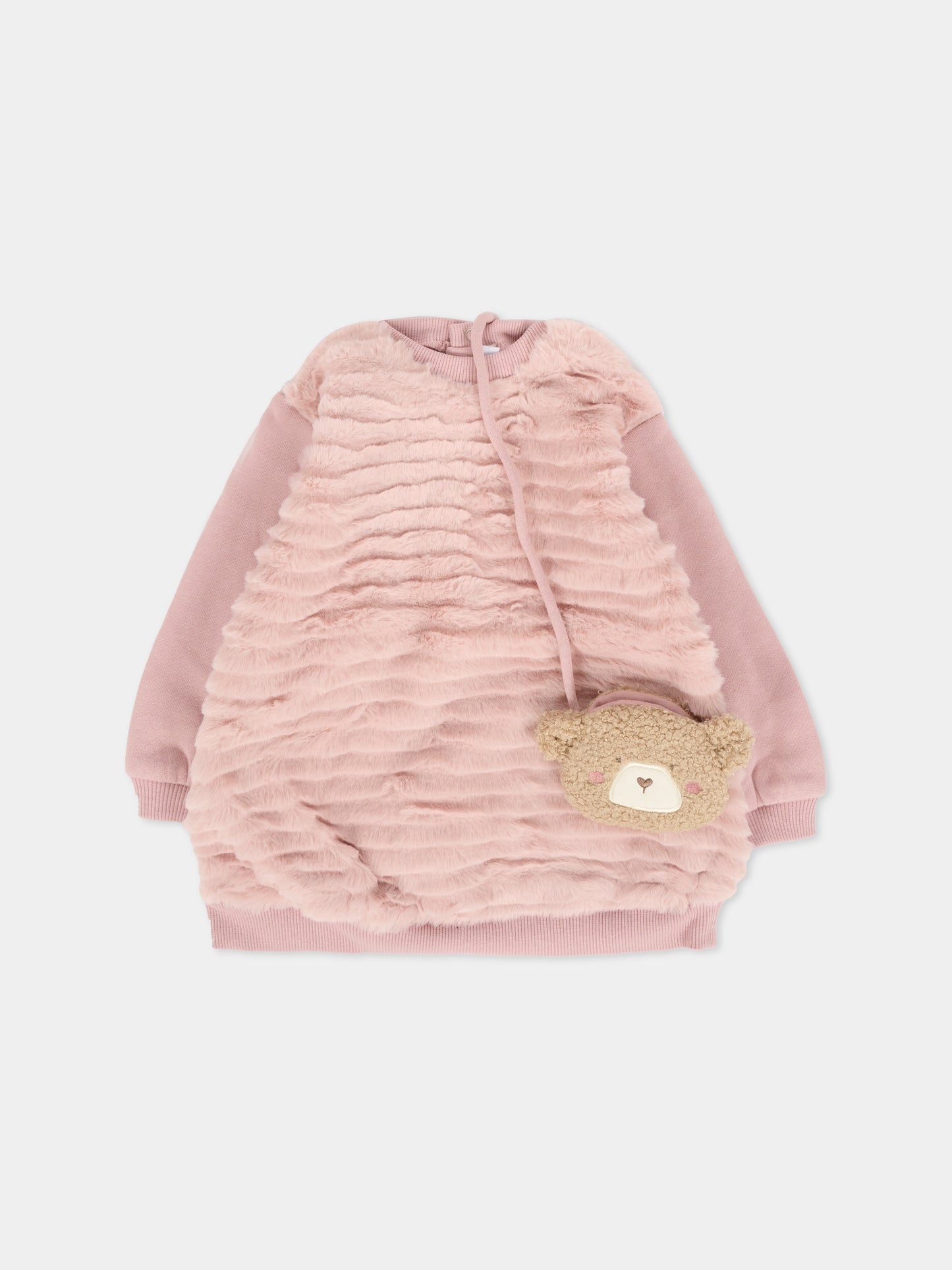 Vestito rosa per neonata con borsa a forma di orsetto,Mayoral,2919 052