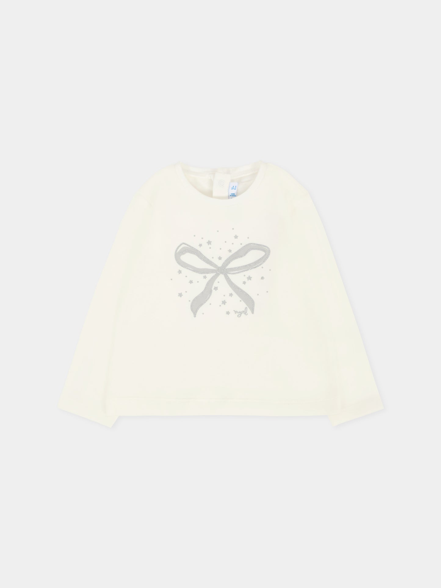 T-shirt avorio per neonata con fiocco,Mayoral,116 065