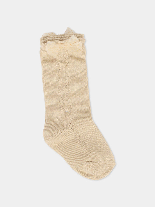 Calzini oro per neonata con fiocco,Mayoral,10010 042