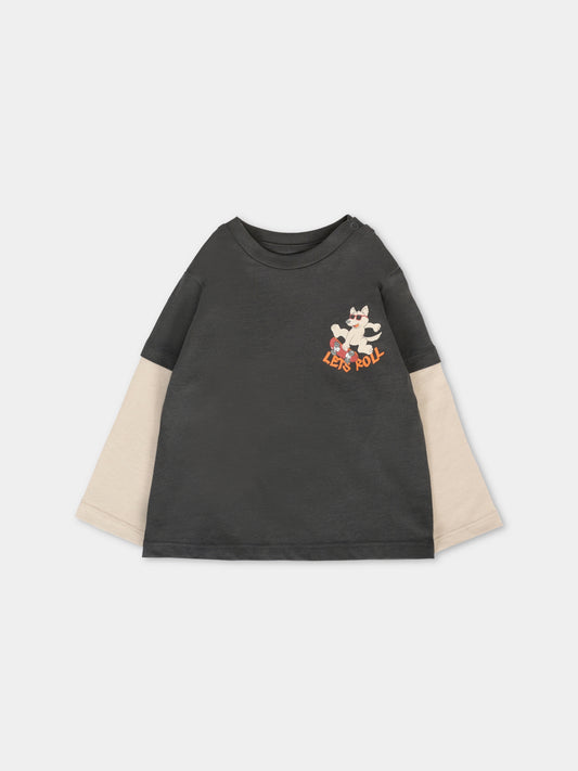 T-shirt grigia per neonato con logo,Mayoral,2062 094