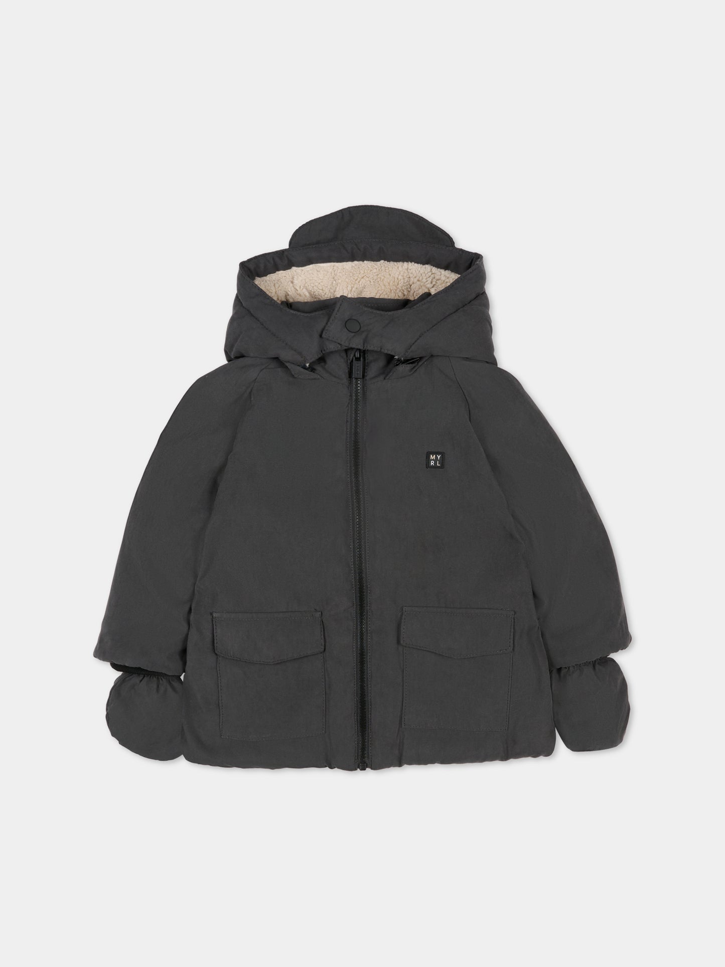 Piumino grigio per neonato con logo,Mayoral,2421 044