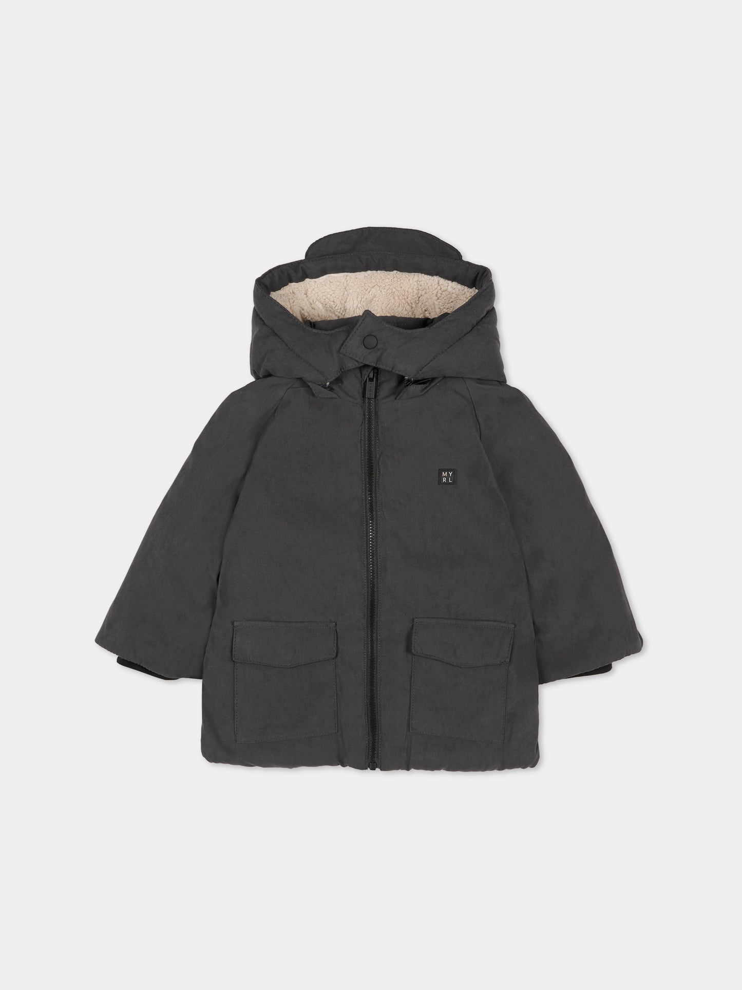 Piumino grigio per neonato con logo,Mayoral,2421 044