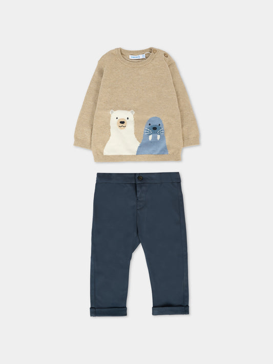 Completo blu per neonato con orso e tricheco,Mayoral,2515 046