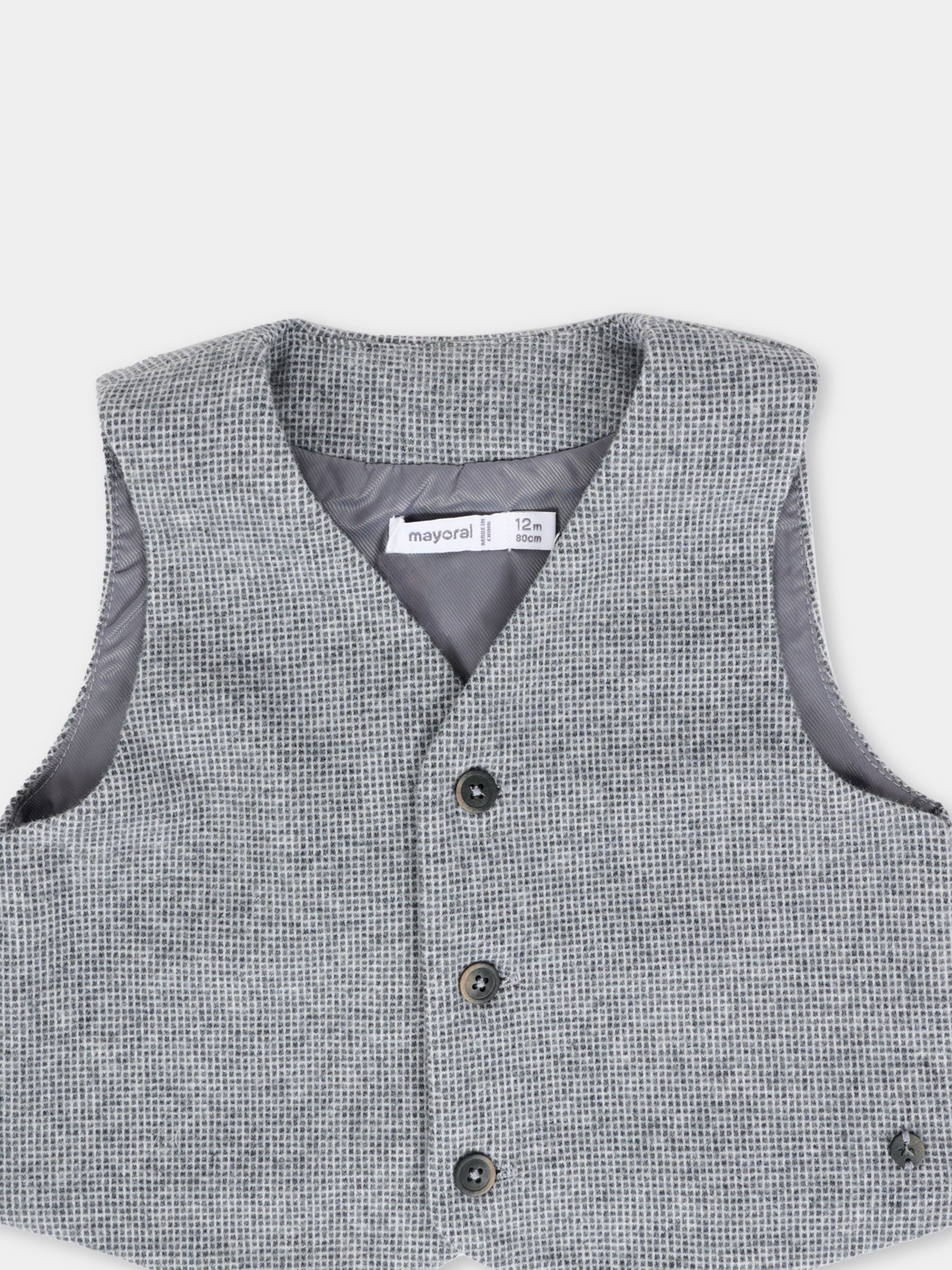 Panciotto grigio per neonato con logo,Mayoral,2349 014