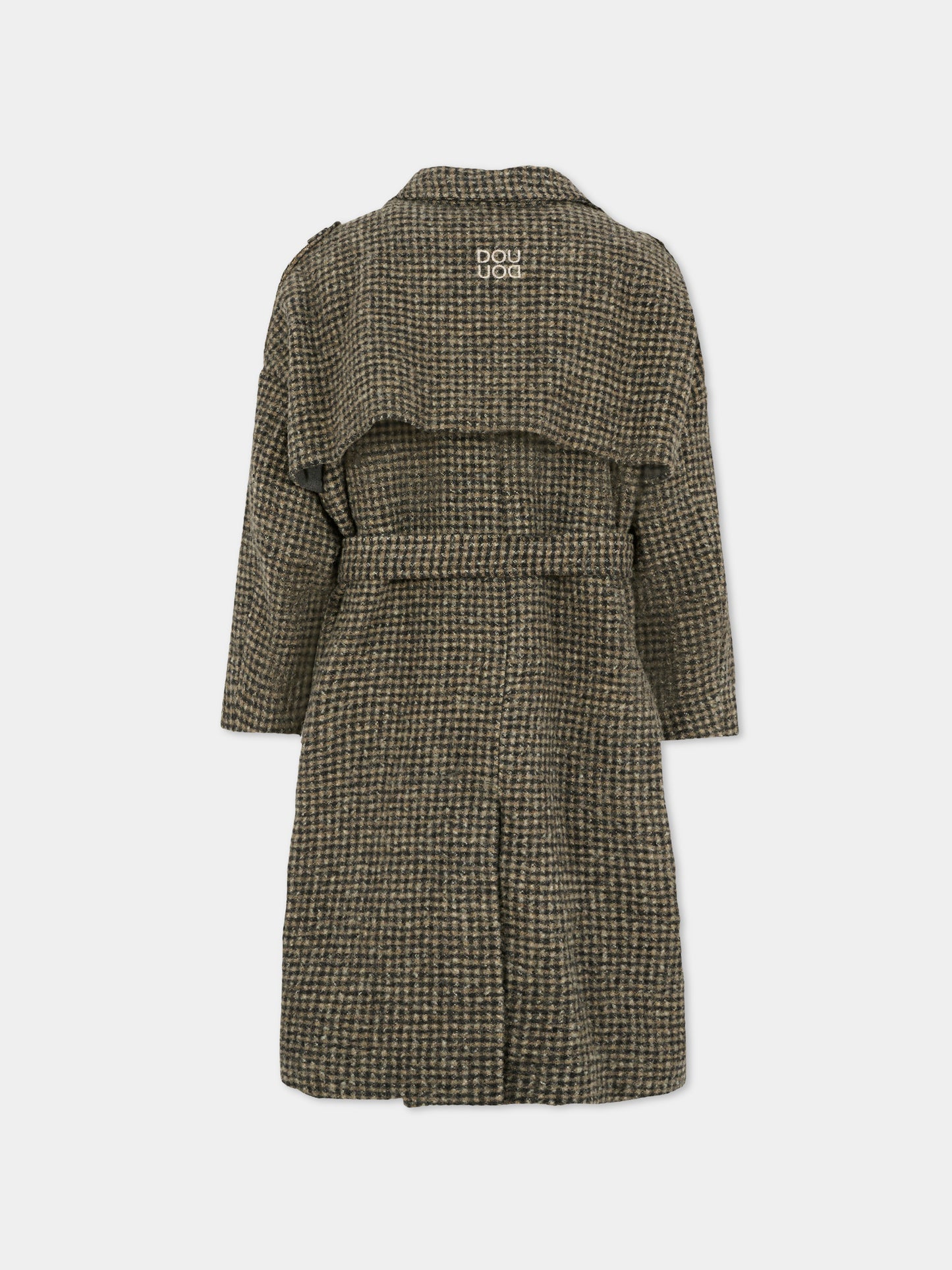 Cappotto marrone oversize per bambina con logo,Douuod Kids,DX2P50 E0232 929BG