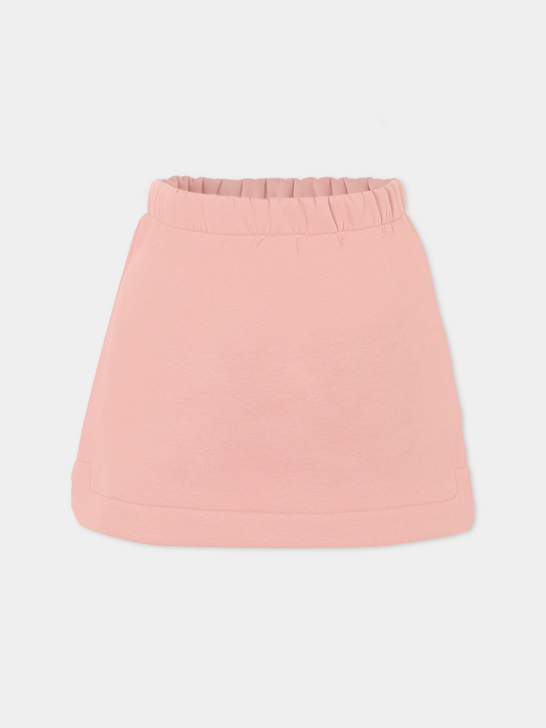 Gonna rosa per bambina con patch logato,Douuod Kids,DX7A61 Z2502 50R