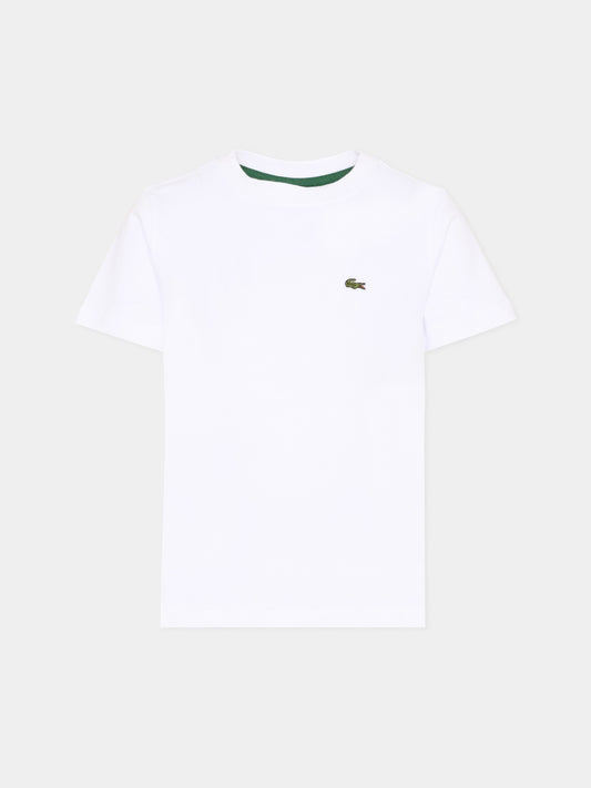 T-Shirt bianca per bambini con logo,Lacoste,7025 W8L