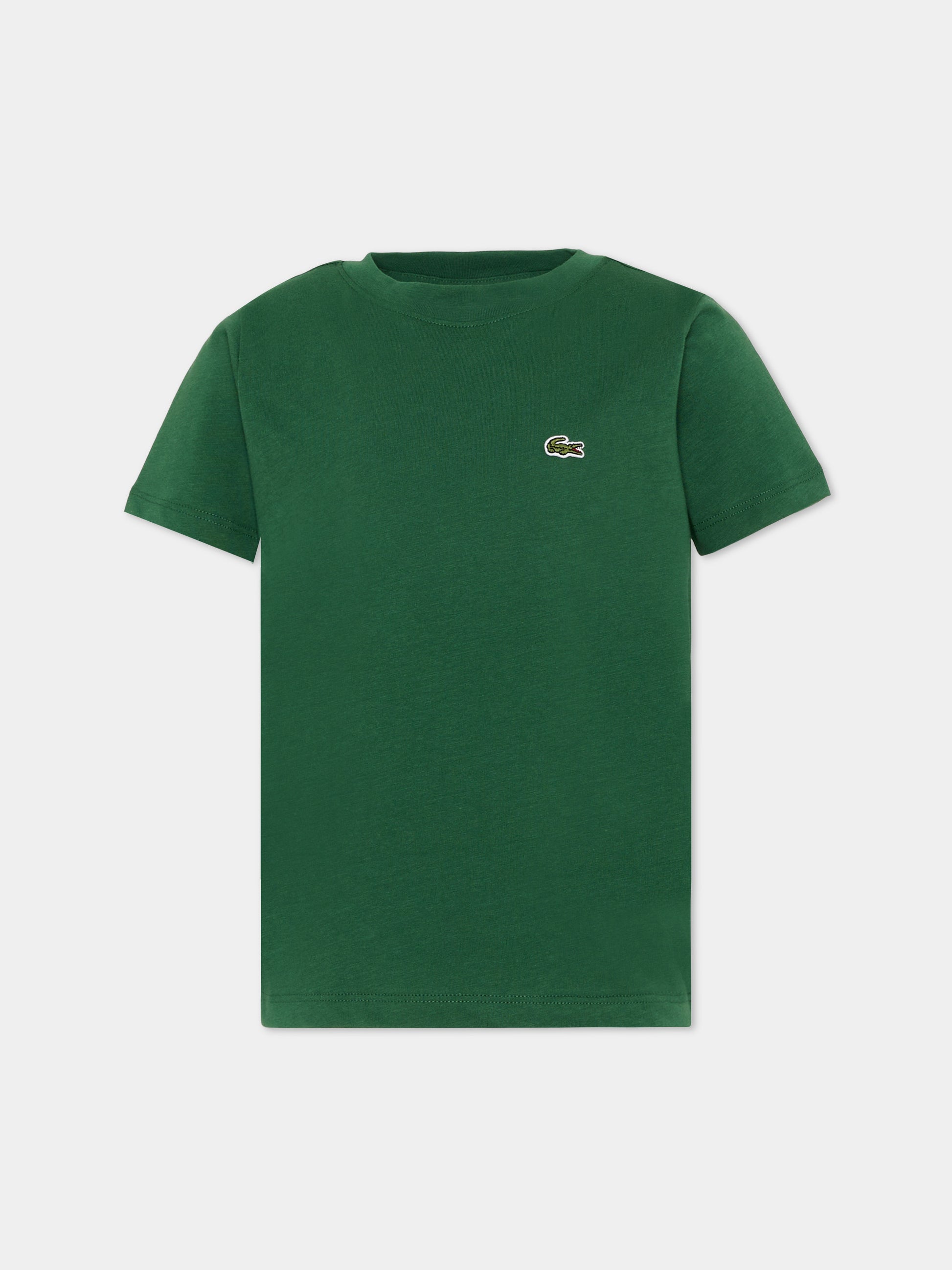 T-shirt verde per bambini con logo,Lacoste,7025 F9W