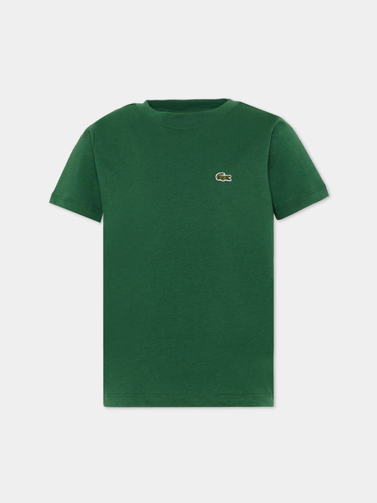 T-shirt verde per bambini con logo,Lacoste,7025 F9W