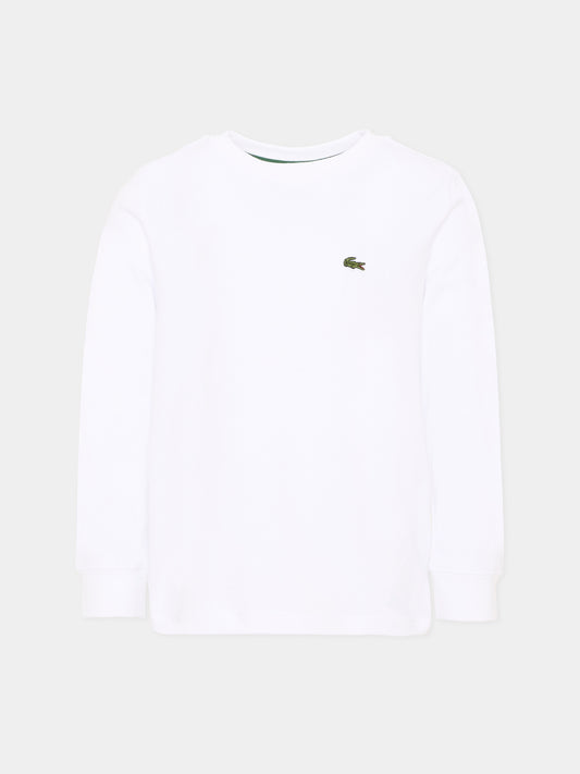 T-shirt bianca per bambini con logo,Lacoste,7112 W8L