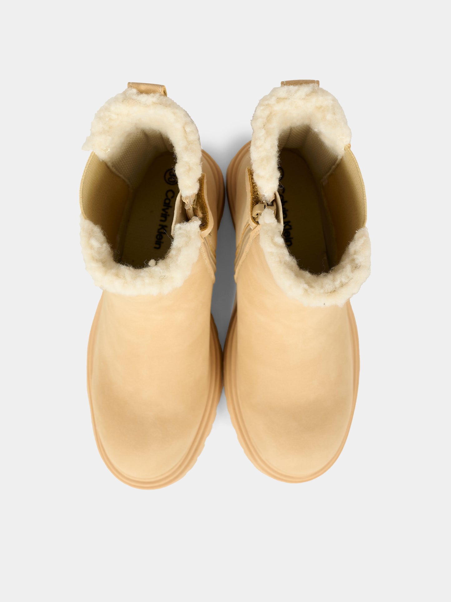 Stivaletti beige per bambina con logo,Calvin Klein Kids,V3A5 83126 0315500