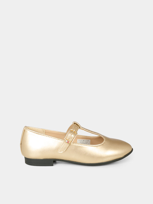 Ballerine dorate per bambina con bandierina,Tommy Hilfiger Junior,T3A3 34001 1372514