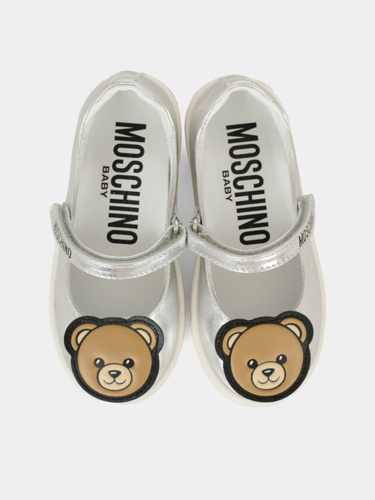 Ballerine argento per neonata e bambina con Teddy Bear