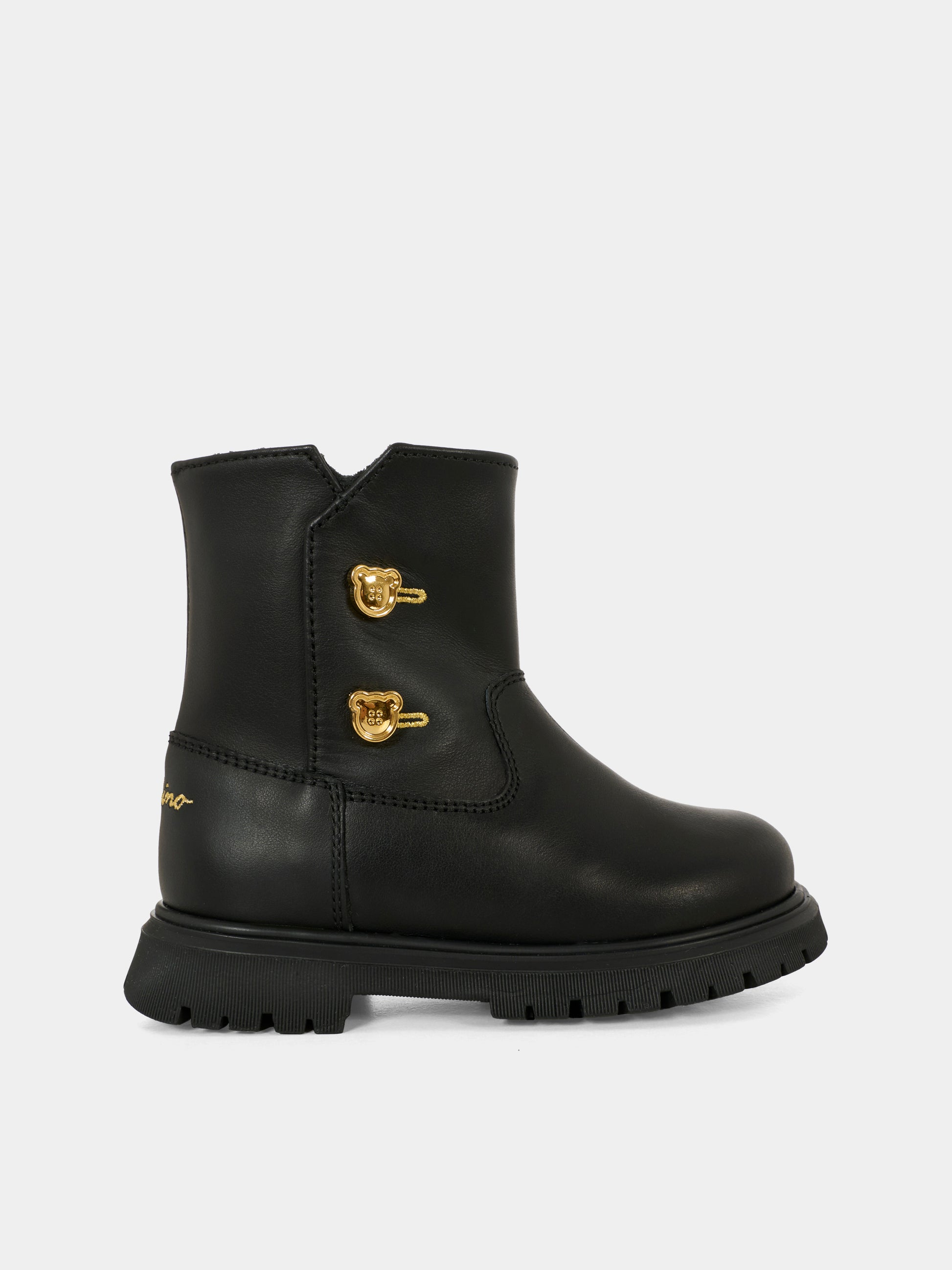 Stivali neri per bambina con logo,Moschino Kids,81869 - VAR1