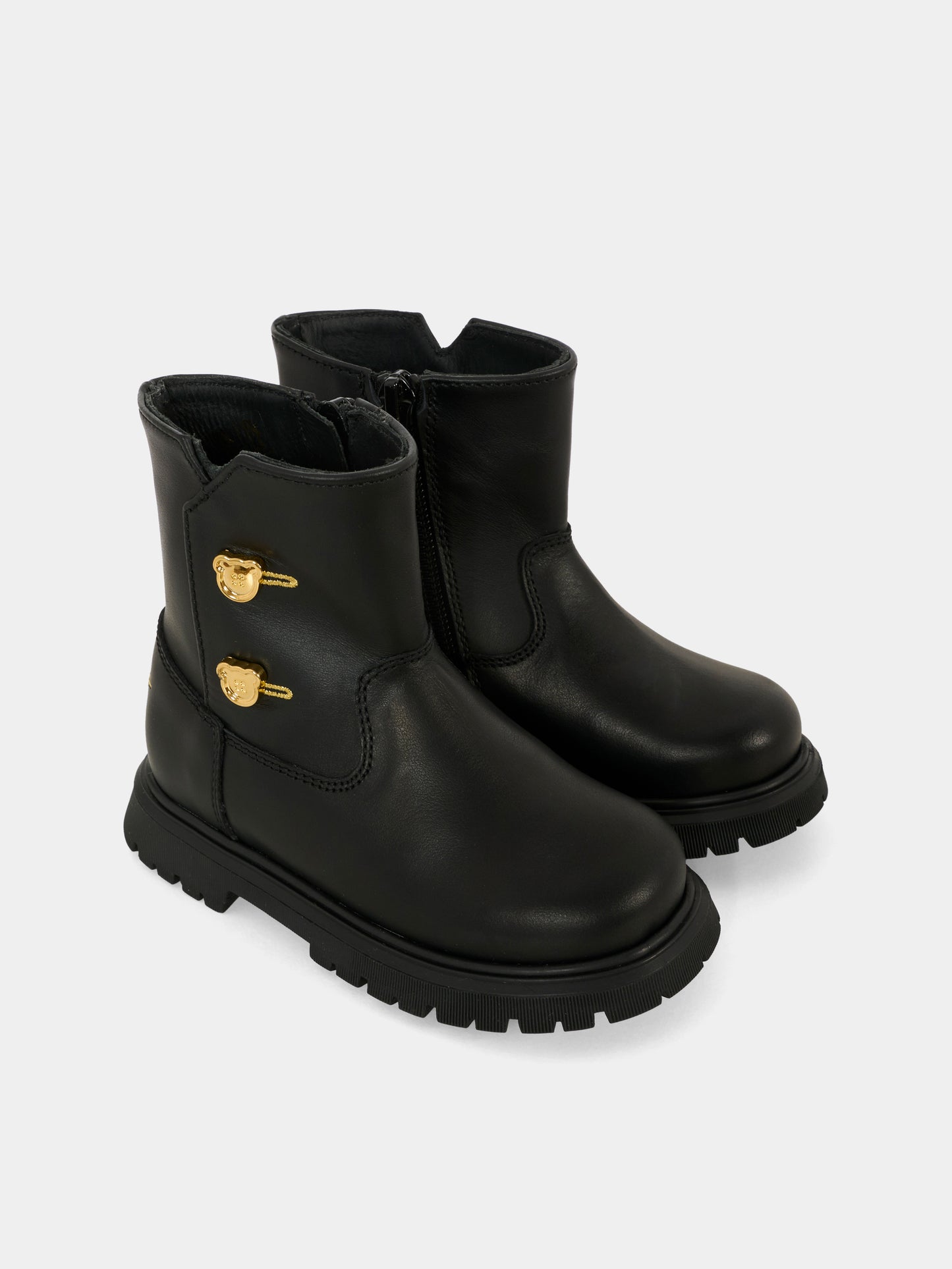 Stivali neri per bambina con logo,Moschino Kids,81869 - VAR1