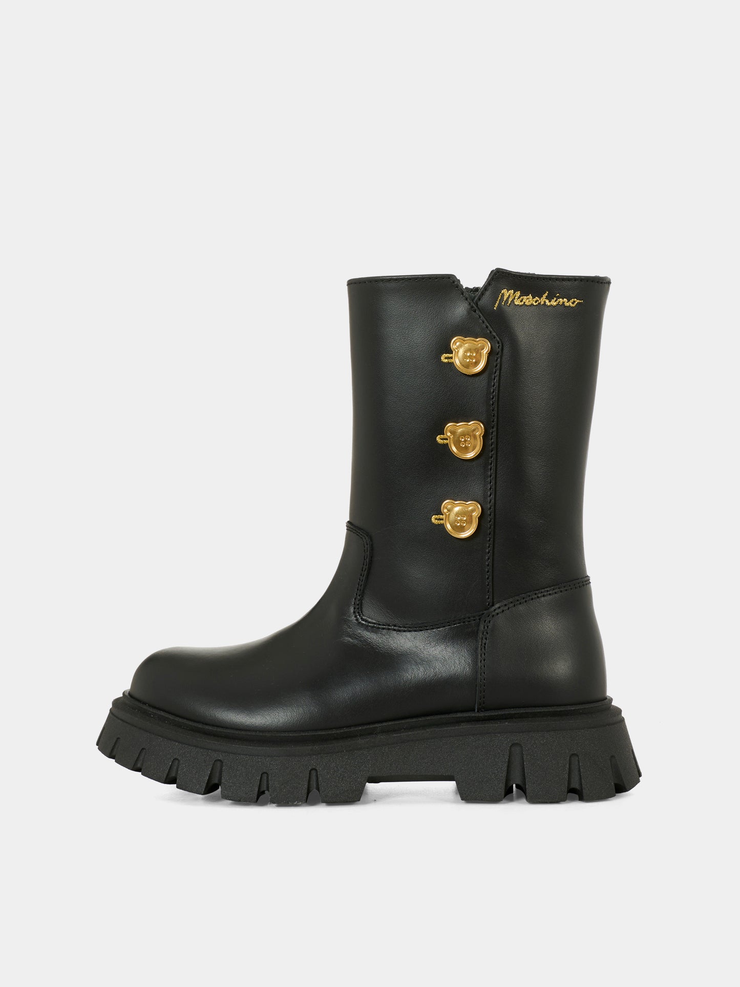 Stivali neri per bambina con logo,Moschino Kids,81963 - VAR1