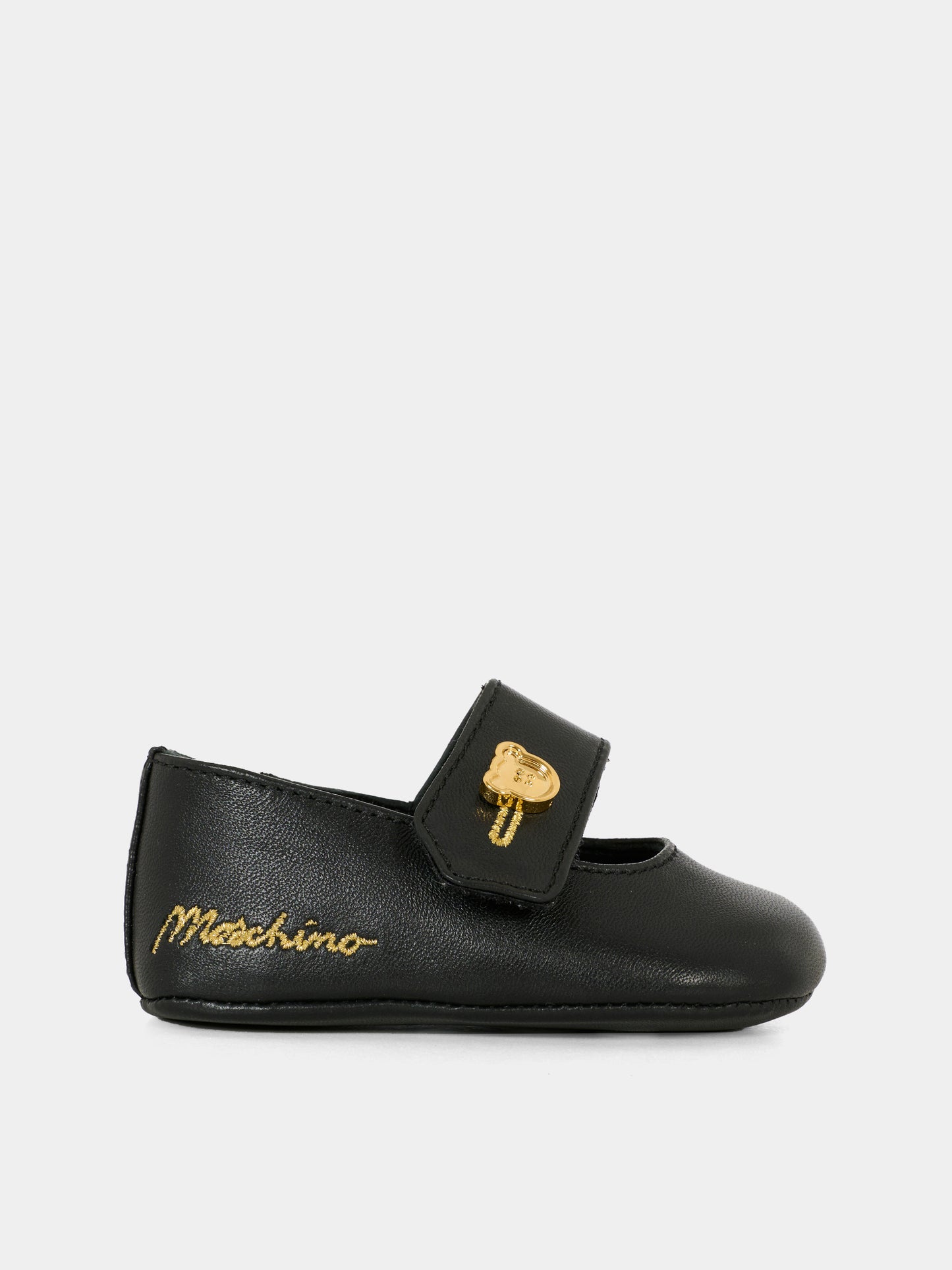 Ballerine nere per neonata con logo,Moschino Kids,81803 - VAR1