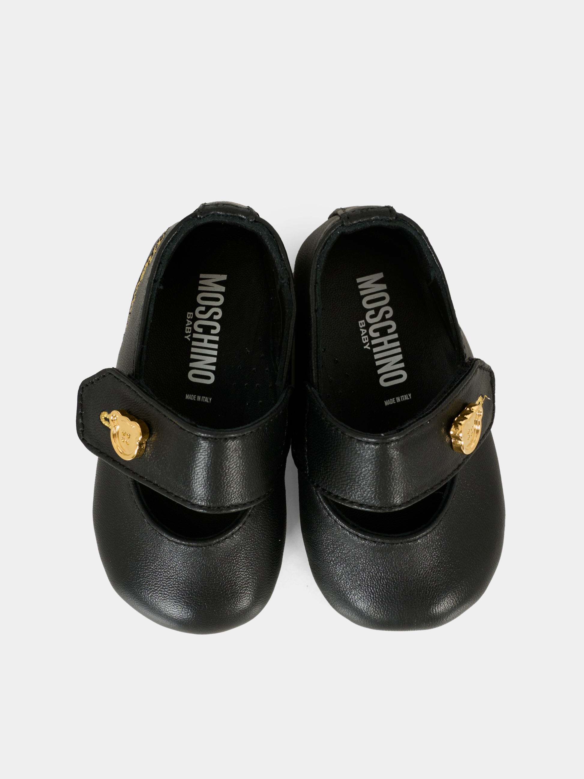 Ballerine nere per neonata con logo,Moschino Kids,81803 - VAR1